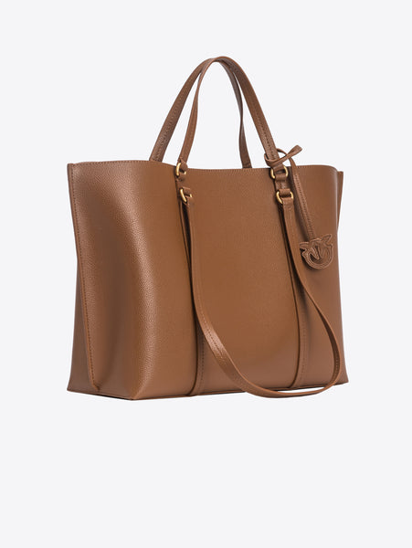 PINKO - Brown Tumbled Leather Shopper Bag – TRYME Shop