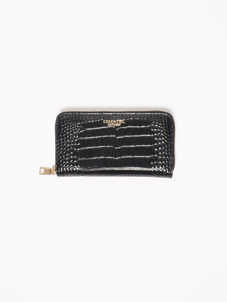 Luxury CrocZip Striped Long Wallet