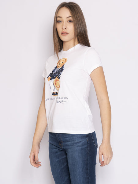 Polo Ralph Lauren Womens White logo-print Cotton-jersey T-Shirt S