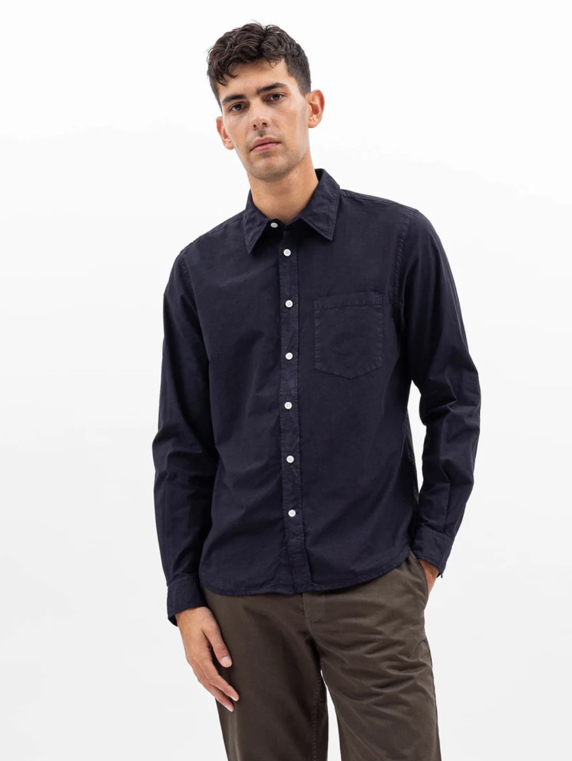 NORSE PROJECTS Camicia in Cotone Tinta in Capo Blu