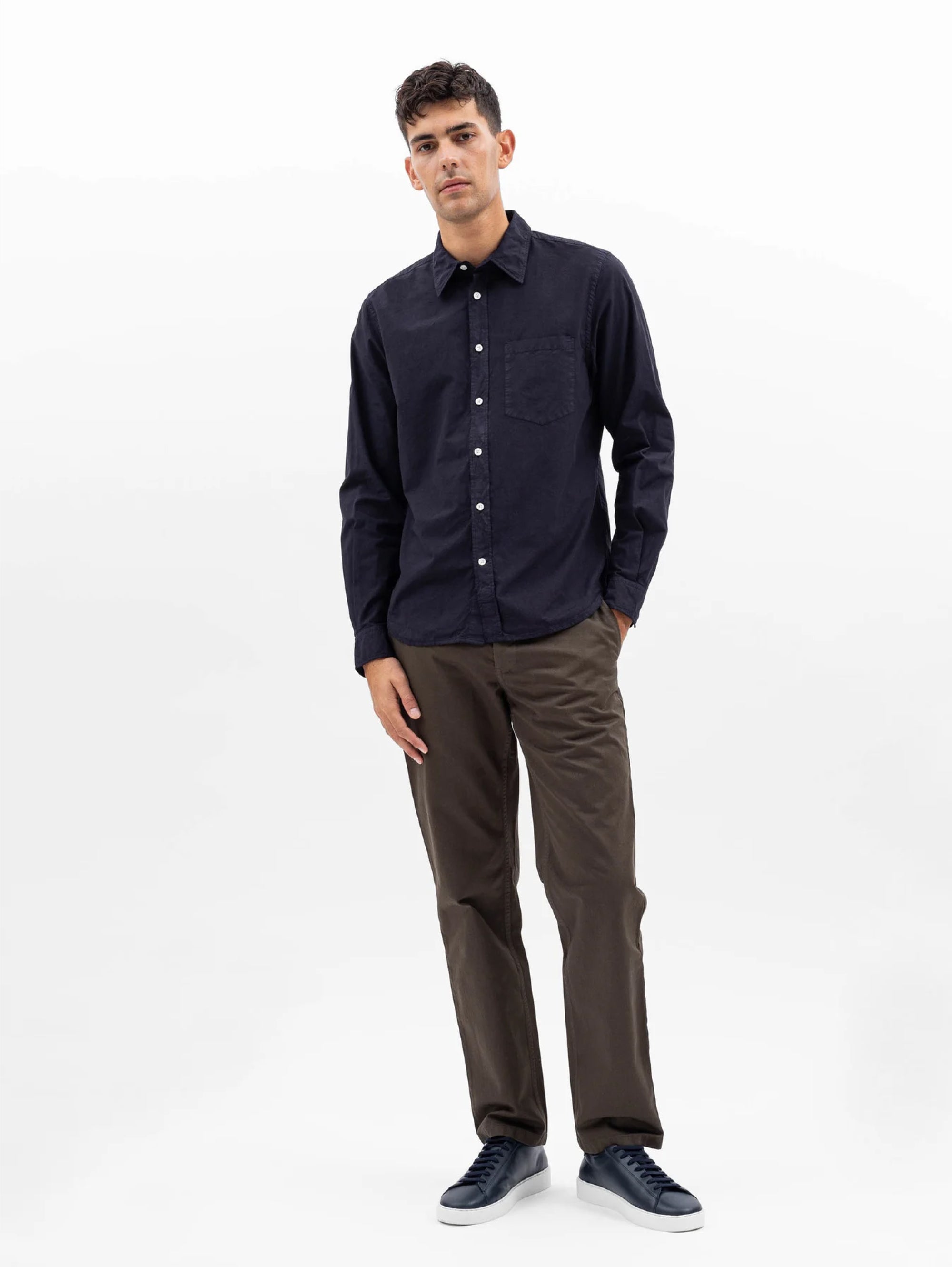 NORSE PROJECTS-Camicia in Cotone Tinta in Capo Blu-TRYME Shop