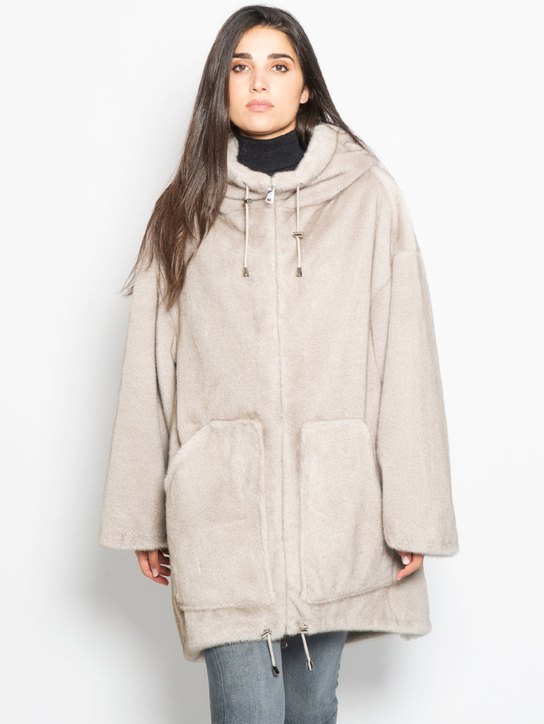 P.A.R.O.S.H. - Parka con Cappuccio in Eco Pelliccia Visone – TRYME Shop