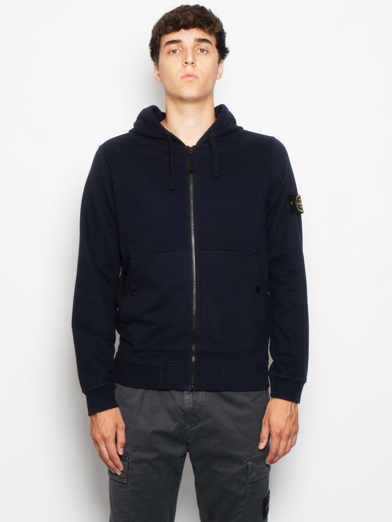 STONE ISLAND - Felpa con Zip e Cappuccio Blu – TRYME Shop