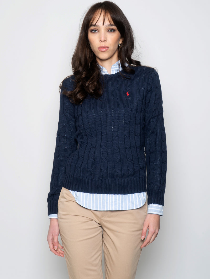 Polo Ralph Lauren Wool Cotton and Alpaca-Blend Jacquard Turtleneck Sweater - Women - Blue Knitwear - XS