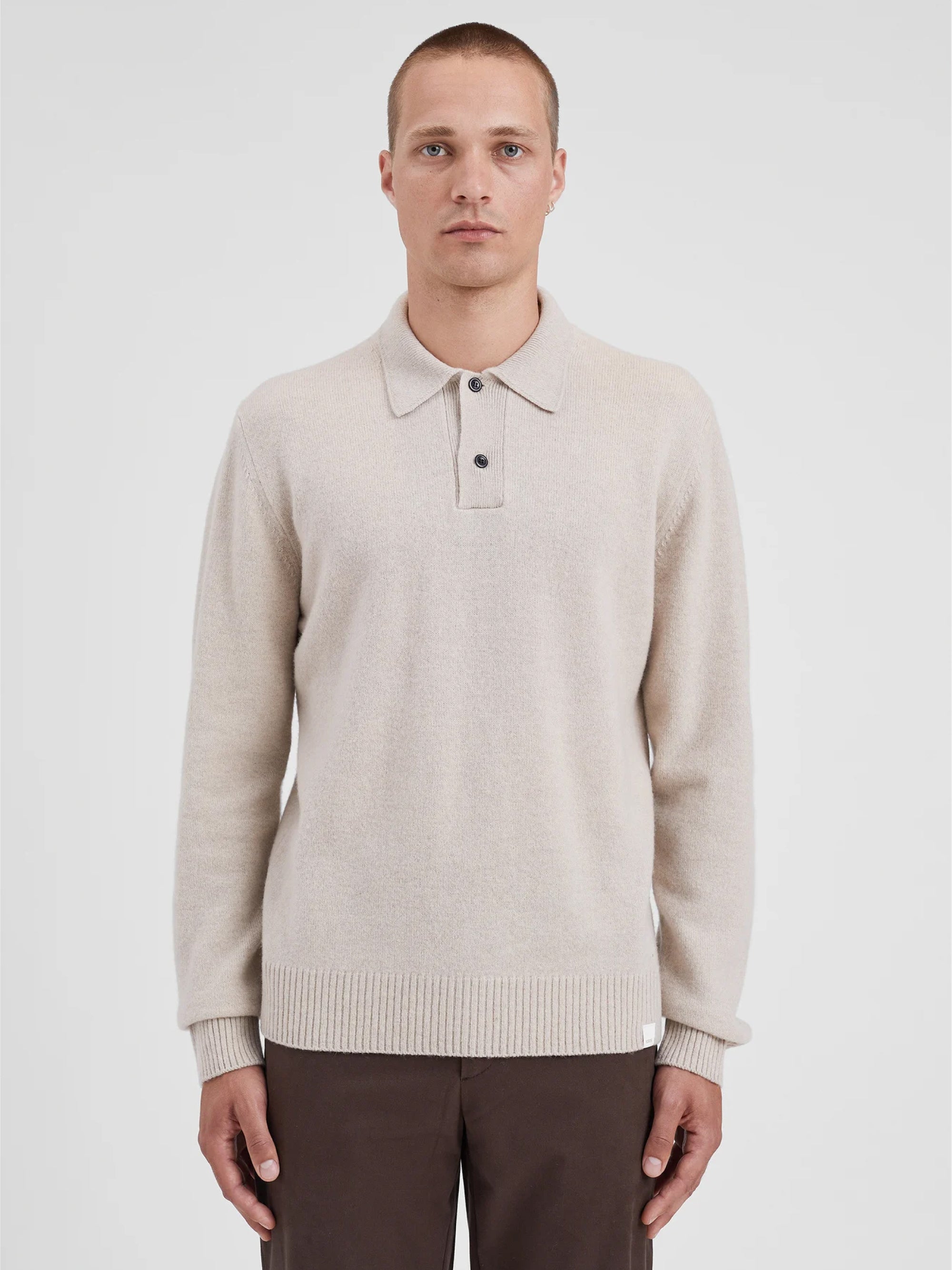 NORSE PROJECTS Polo in Maglia di Lana Merinos Farina