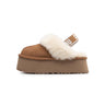 UGG-Ciabatte con Elastico in Montone Castagna-TRYME Shop