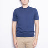 ALPHA STUDIO-Maglia Girocollo in Cotone Crepe Denim-TRYME Shop