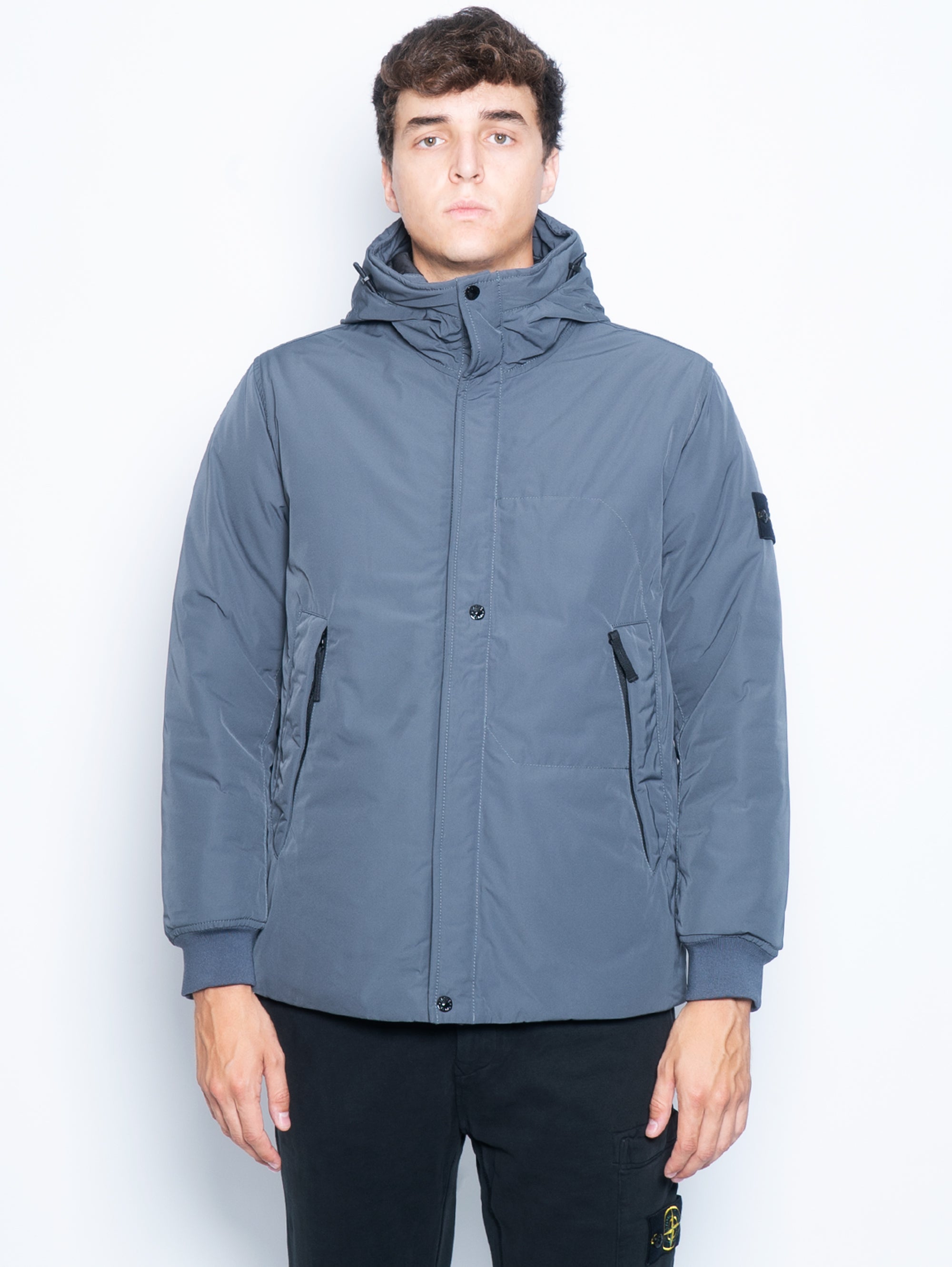 STONE ISLAND - Micro Twill Jacket with Gray Padding – TRYME Shop