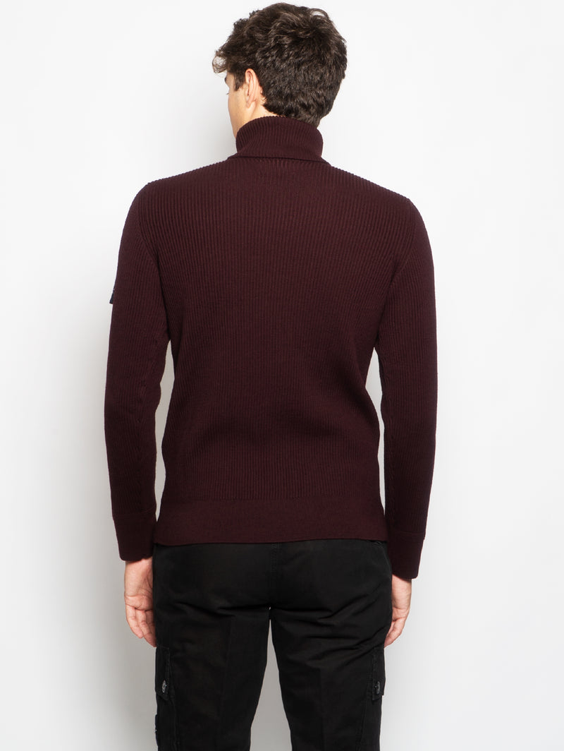 STONE ISLAND - Maglia Collo Alto a Costa Inglese Burgundy – TRYME Shop