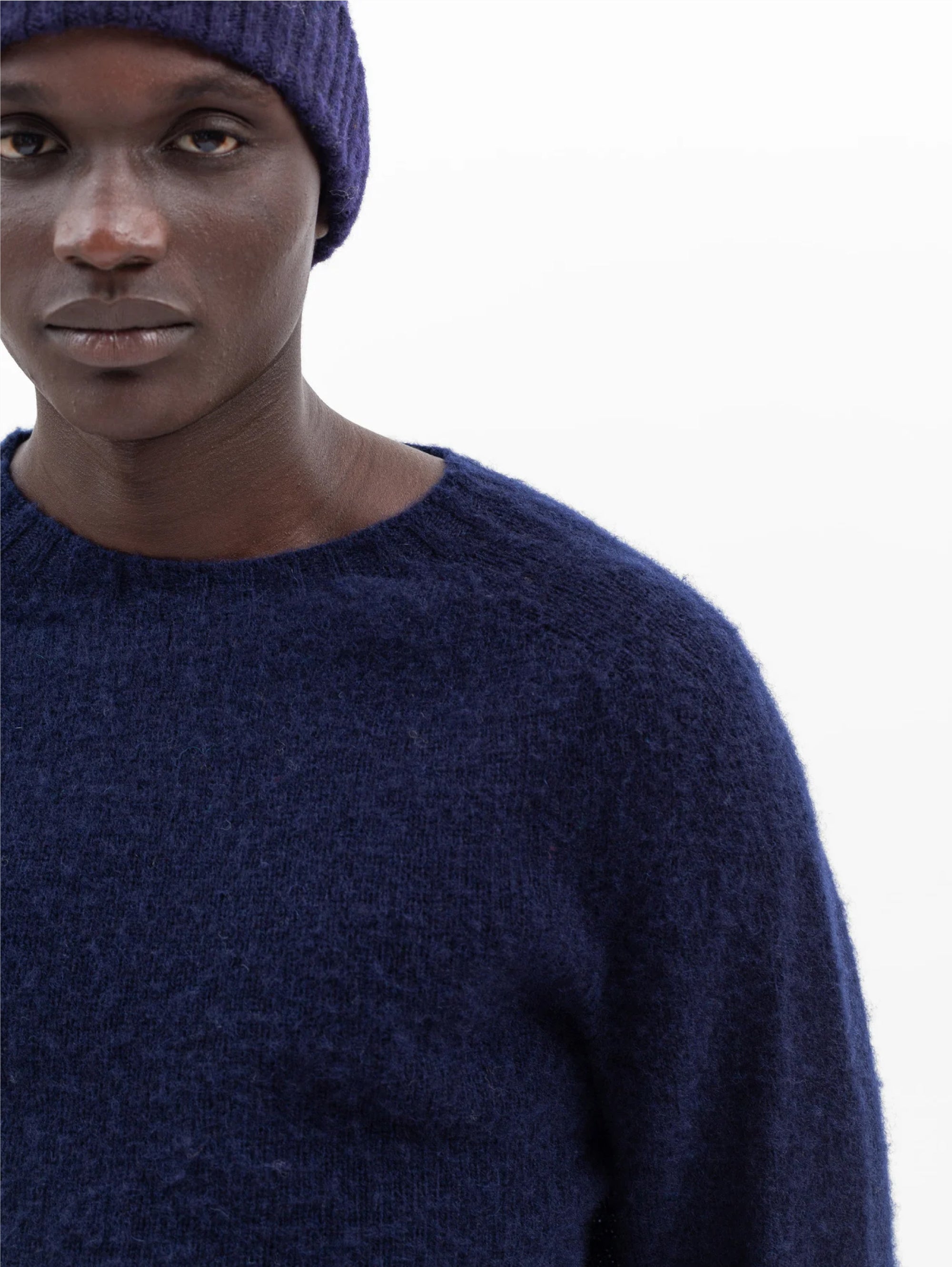 Blue Wool Crew Neck Sweater