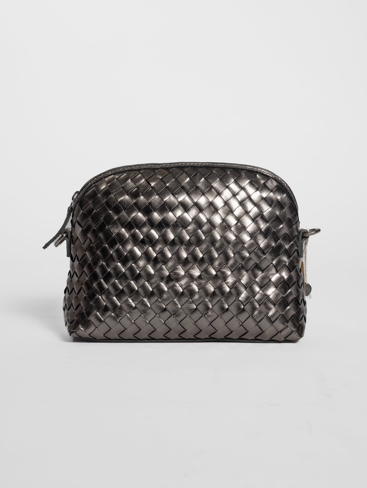 DRAGON DIFFUSION-Borsa a Tracolla in Pelle Intrecciata Chunky Fellini Argento-TRYME Shop