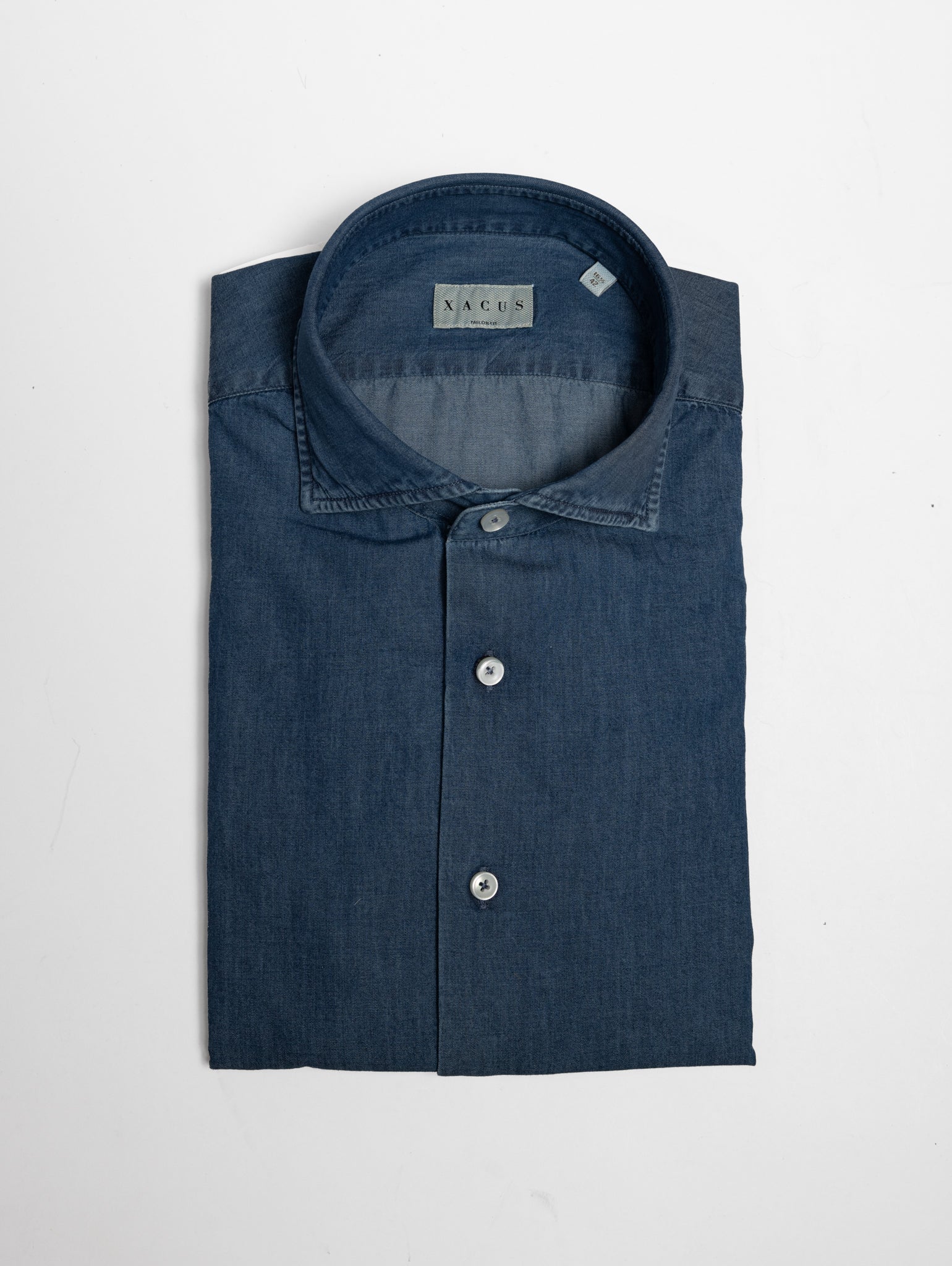 XACUS-Camicia Blu Jeans Blu Medio-TRYME Shop