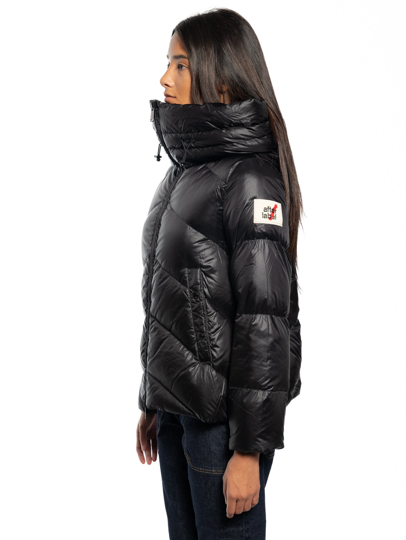 High Neck Helsinkin Shiny Black Down Jacket