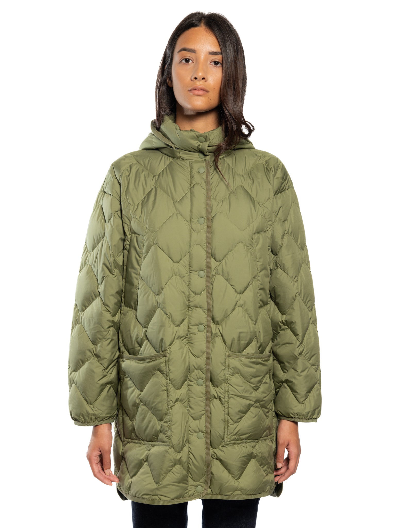 WOOLRICH-Mantella con Trapuntatura a Diamante Verde Loden-TRYME Shop