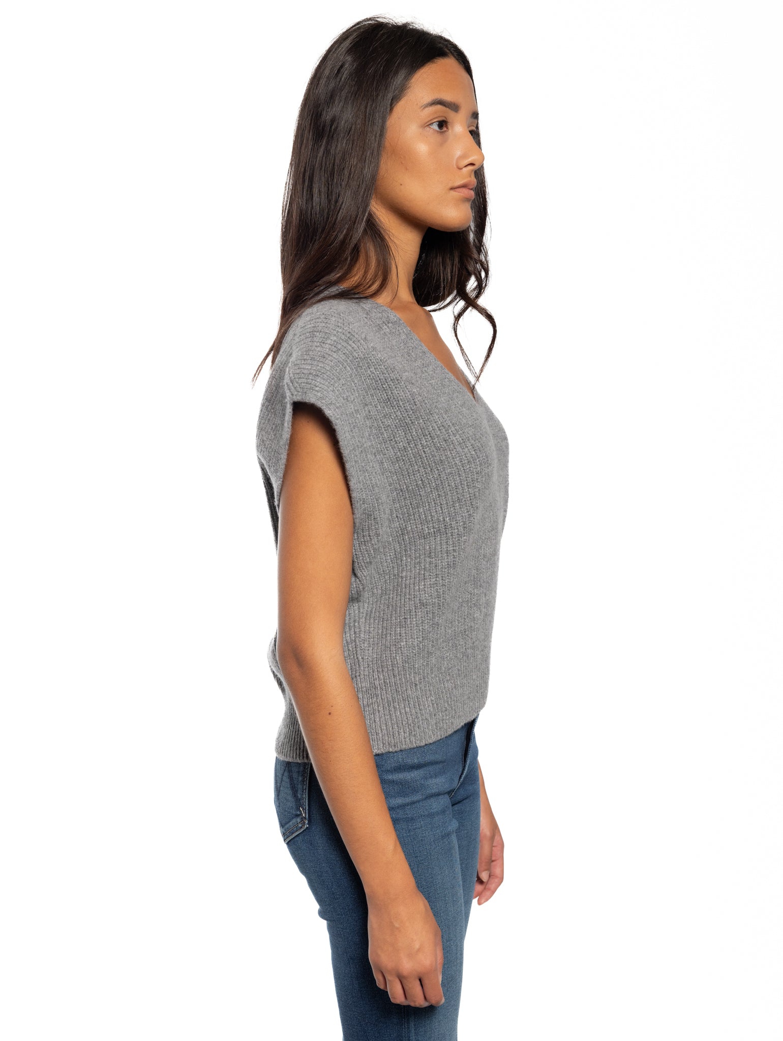 Gray Ribbed Wool Vest