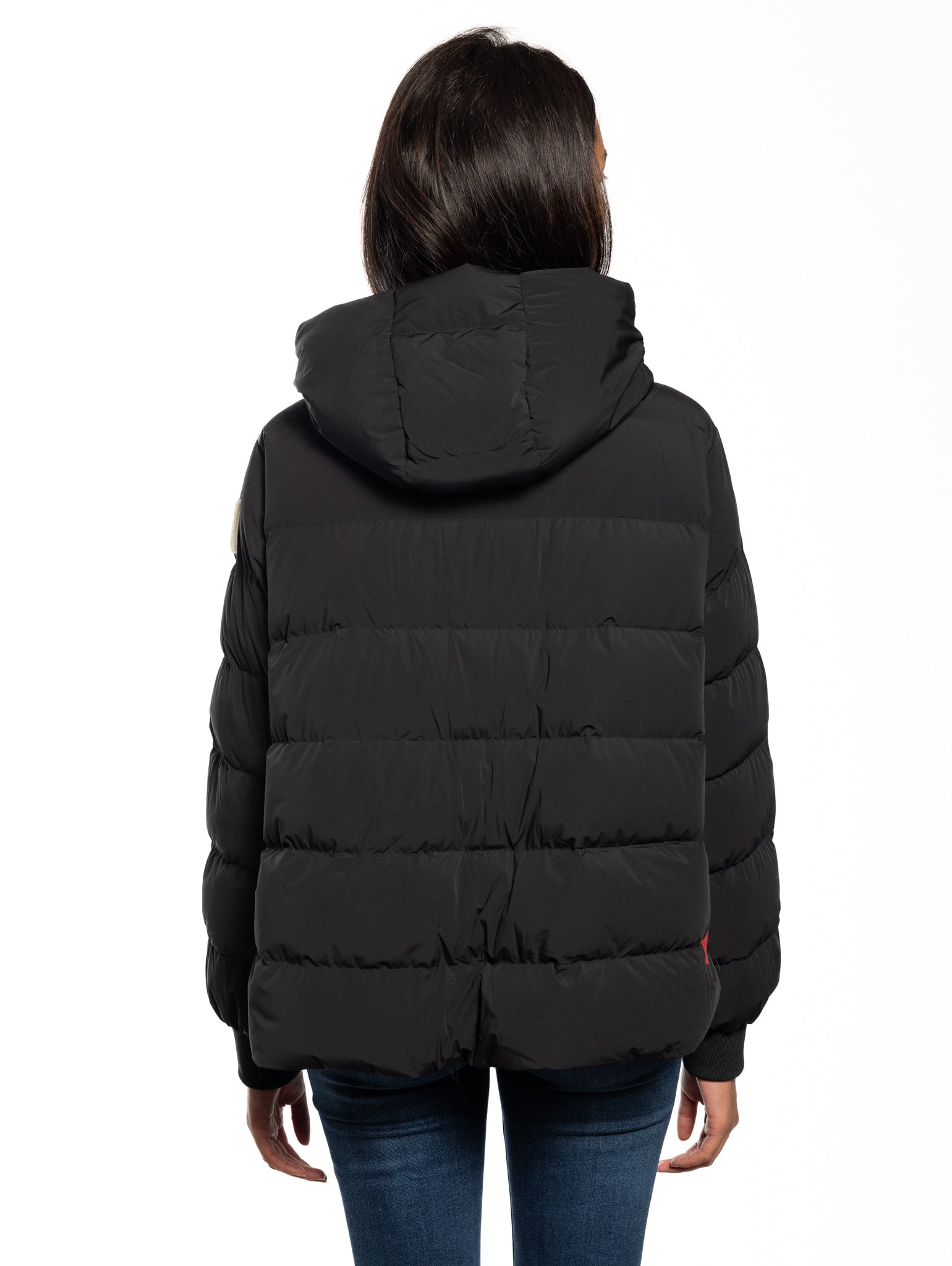 Short Matte Puffer Jacket with Black Hood