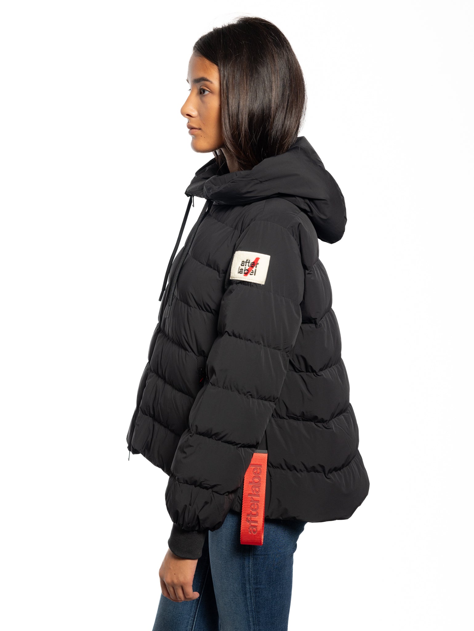 Short Matte Puffer Jacket with Black Hood