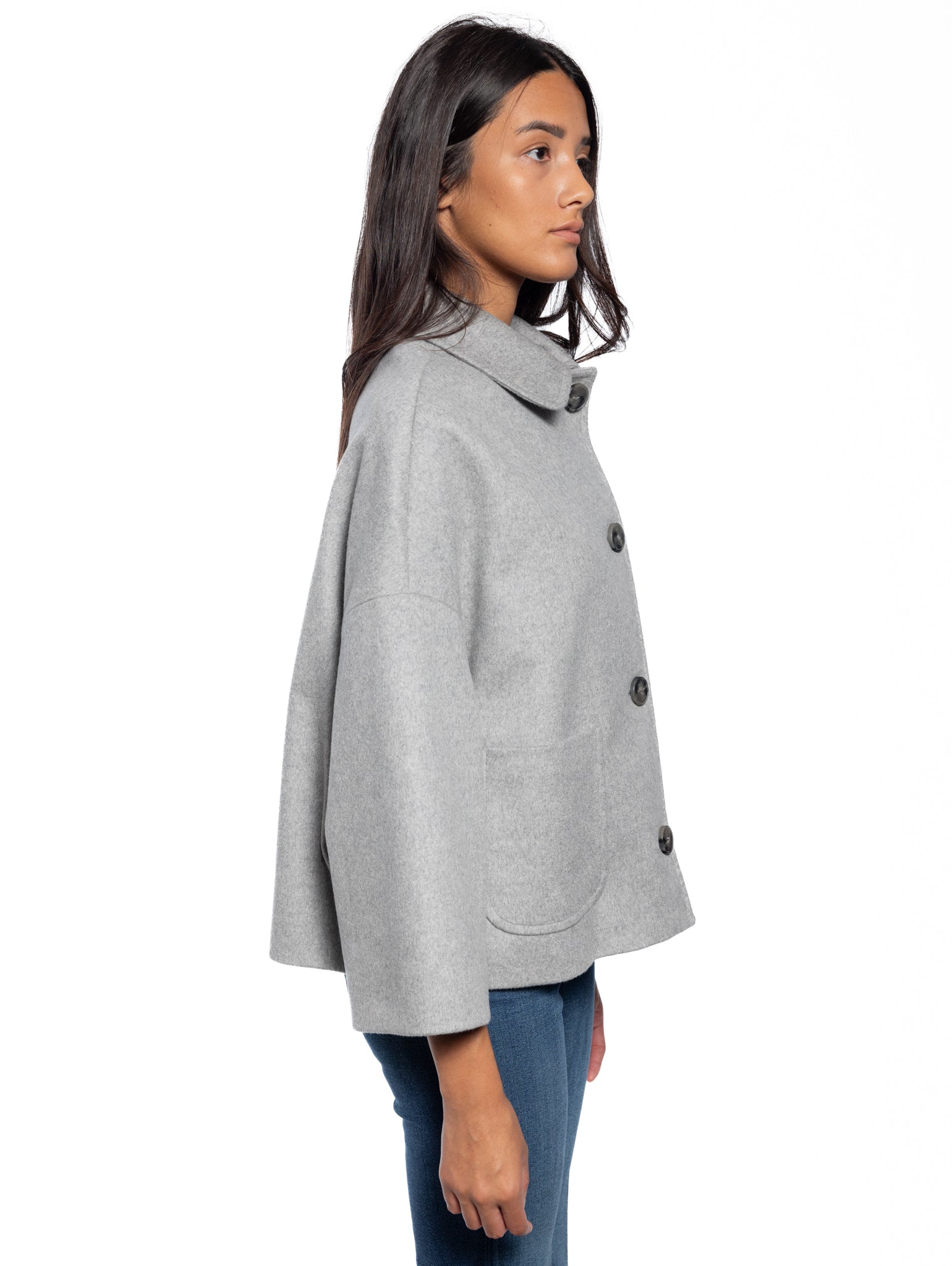 Gray Shirt Collar Coat