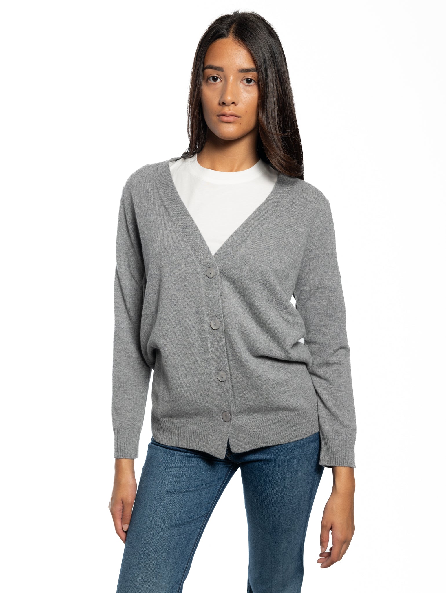 KANGRA-Cardigan con Bottoni Grigio-TRYME Shop