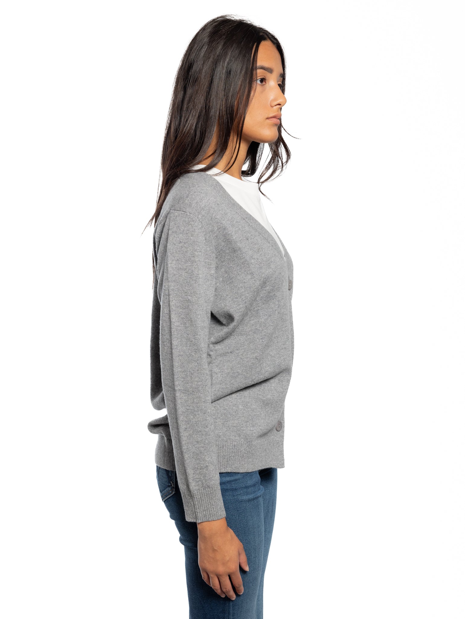 Grau Knopf-Cardigan