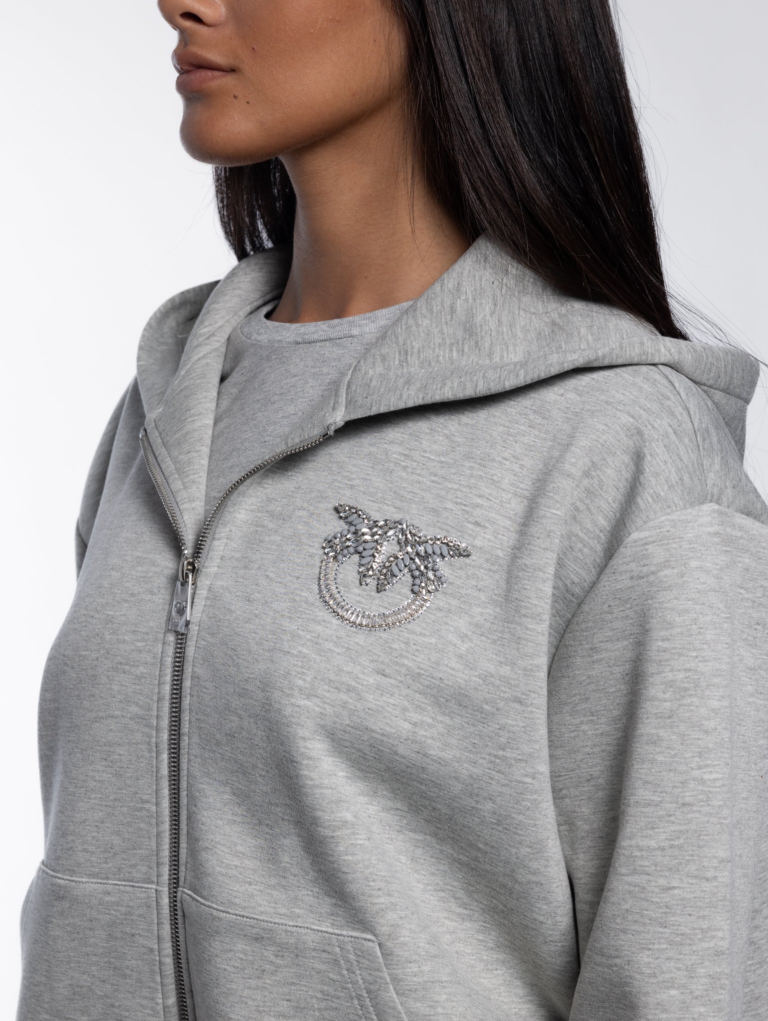 Hooded Sweatshirt with Embroidered Logo Gray