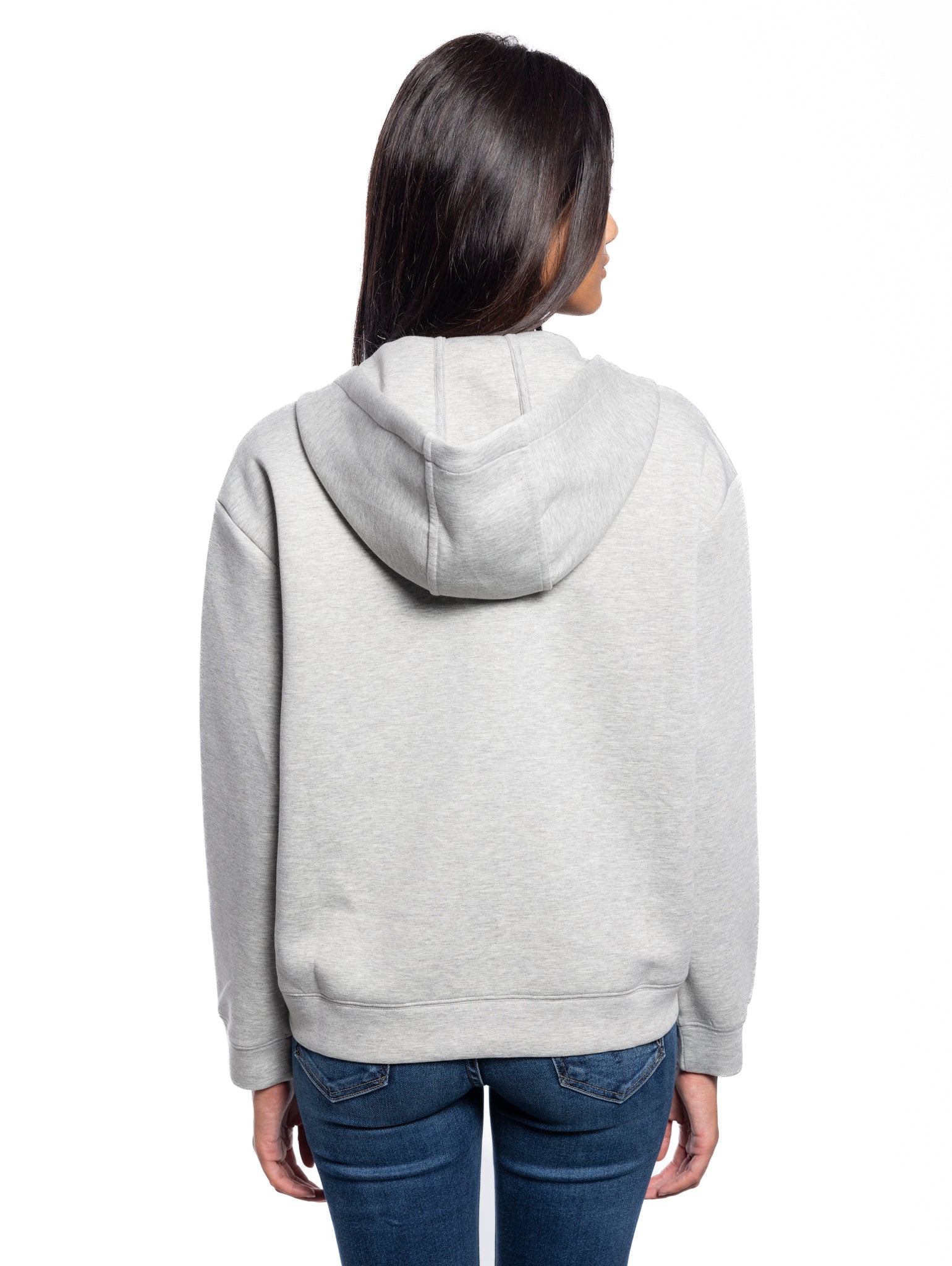 Grau Kapuzenpullover mit gesticktem Logo