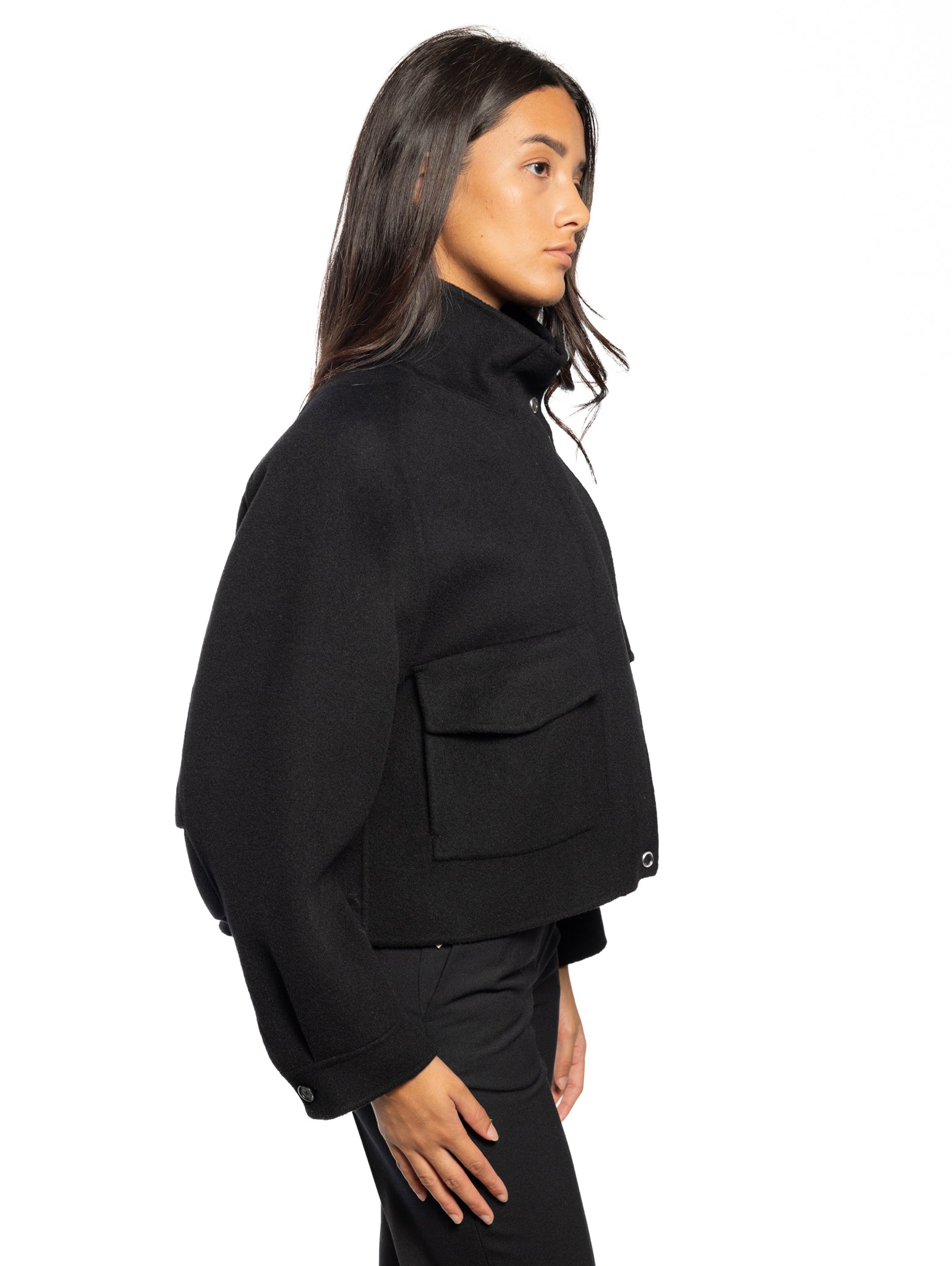 Black Wool Double Coat