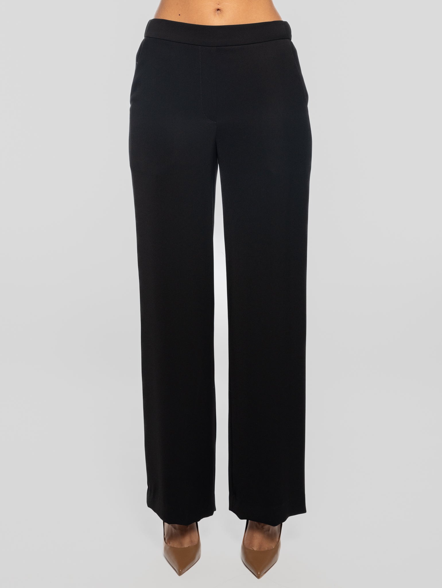 P.A.R.O.S.H.-Pantaloni Palazzo in Cady Nero-TRYME Shop