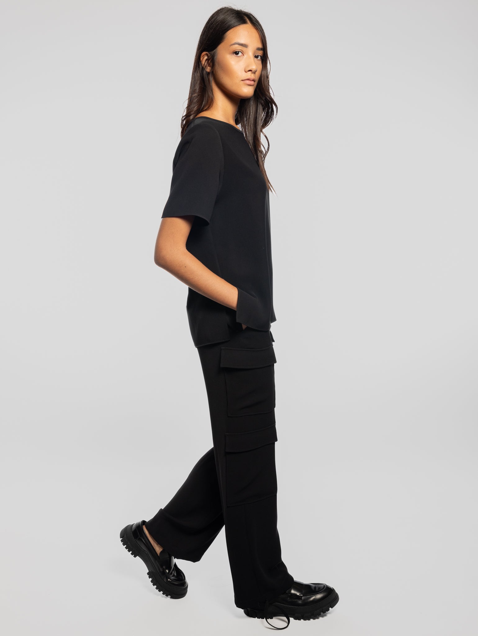 Wide Black Cargo Pants