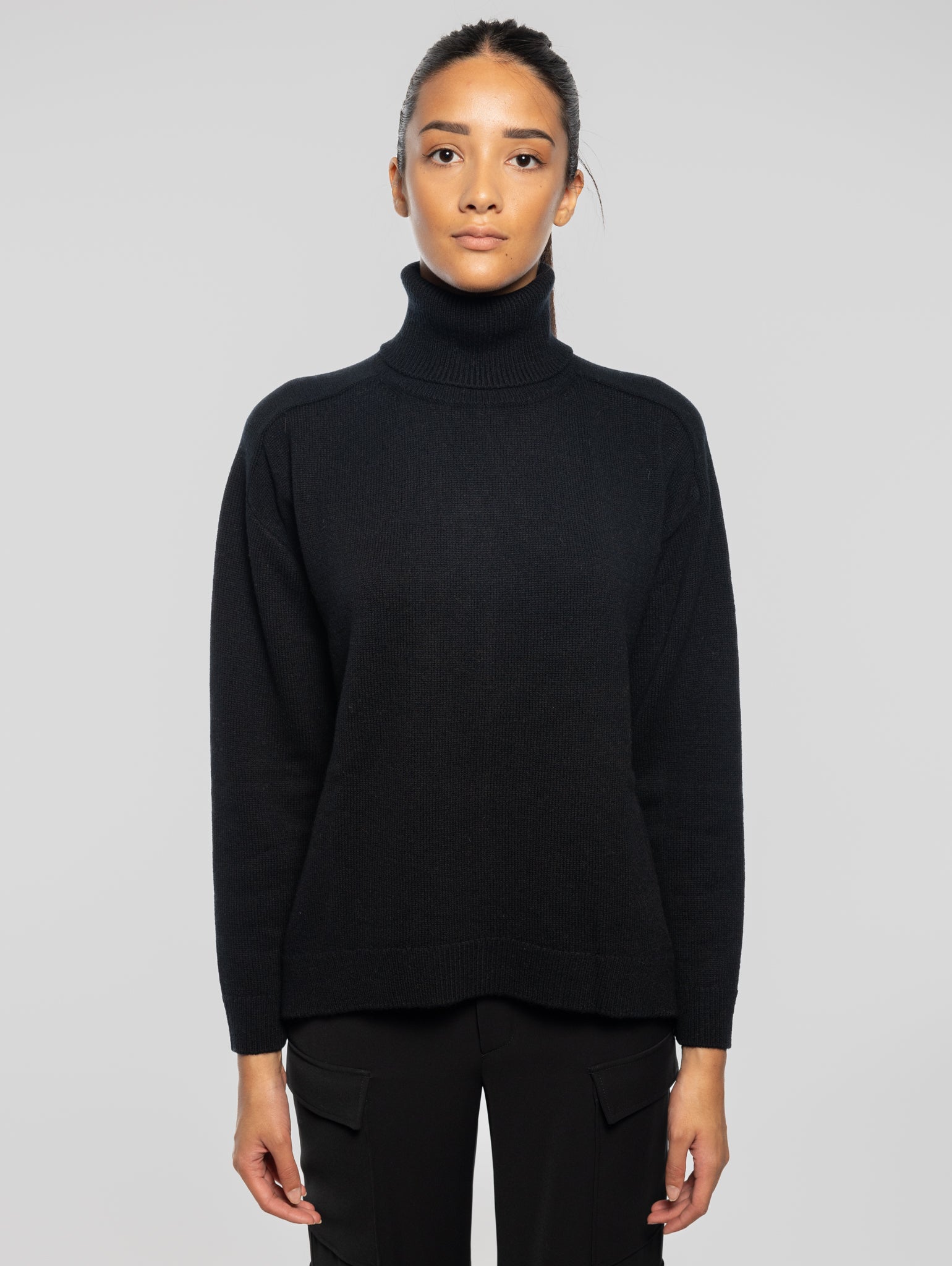 Black Wool Turtleneck Sweater