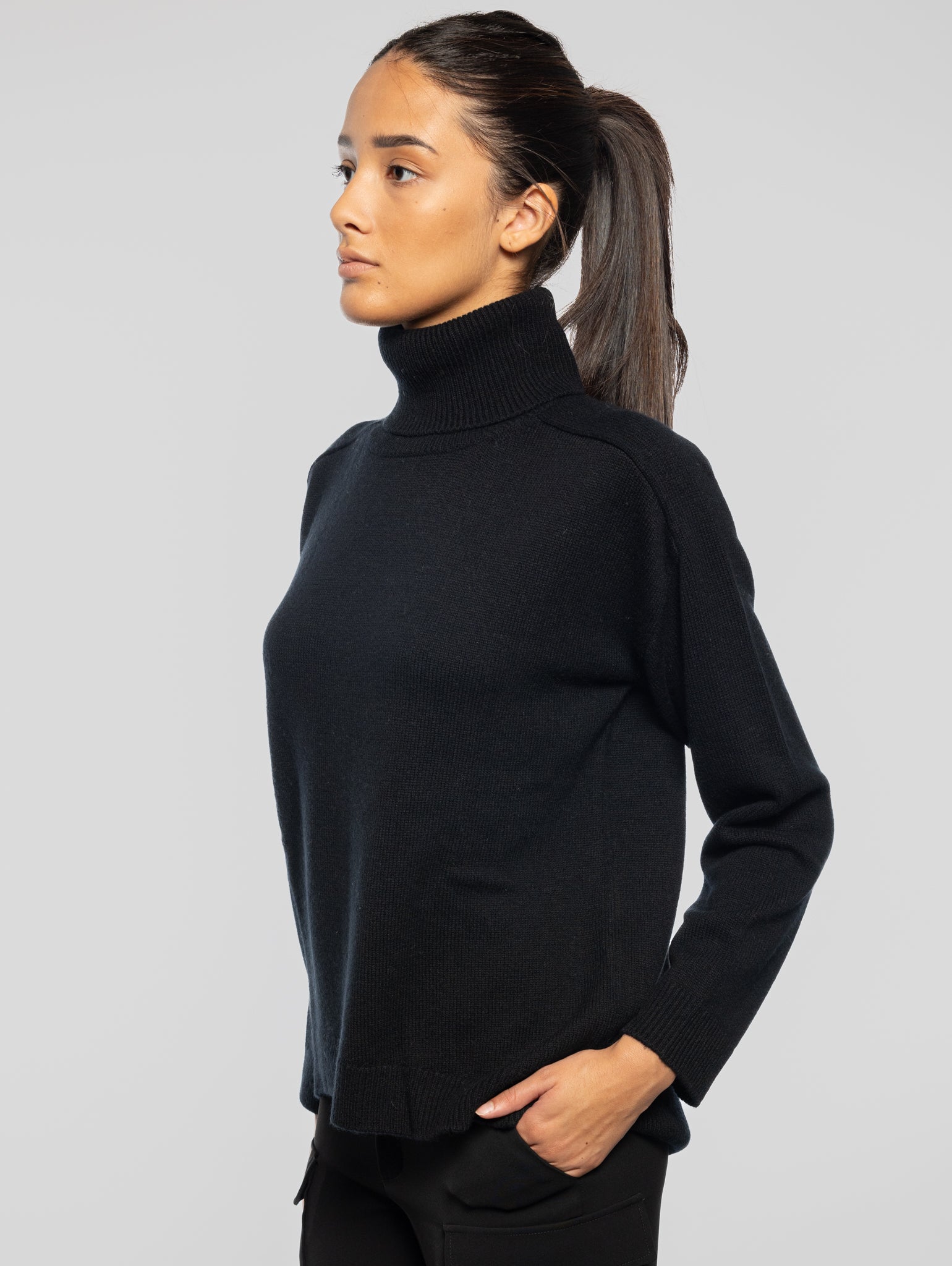 Black Wool Turtleneck Sweater