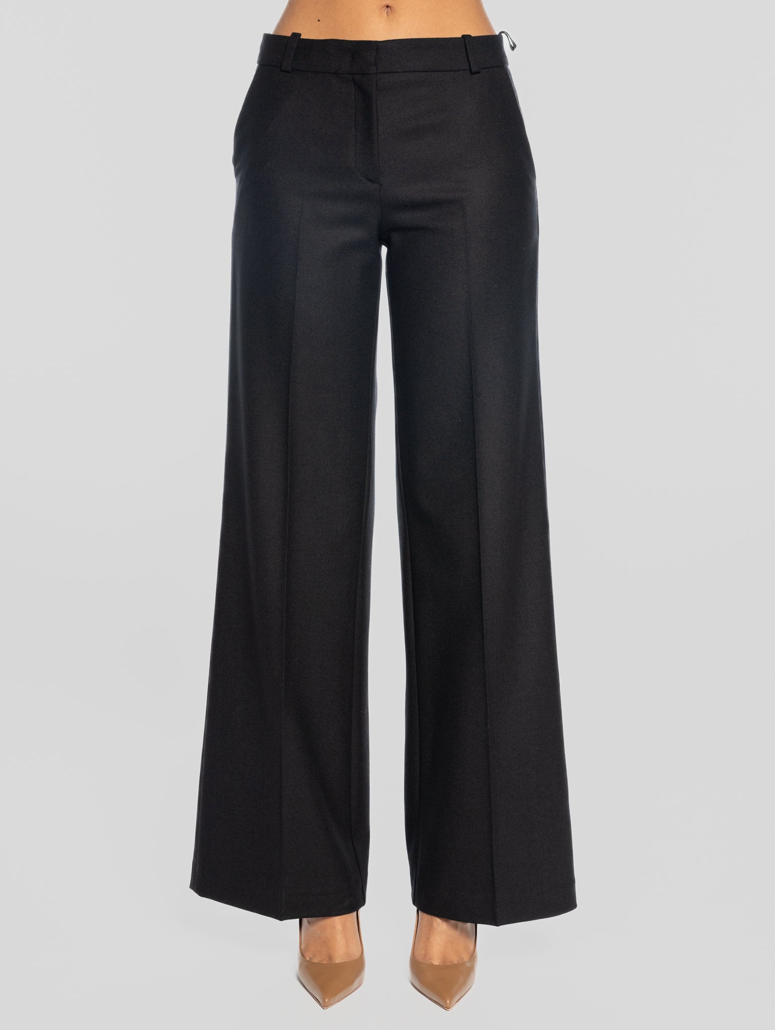 KILTIE Pantaloni Palazzo in Flanella Nero