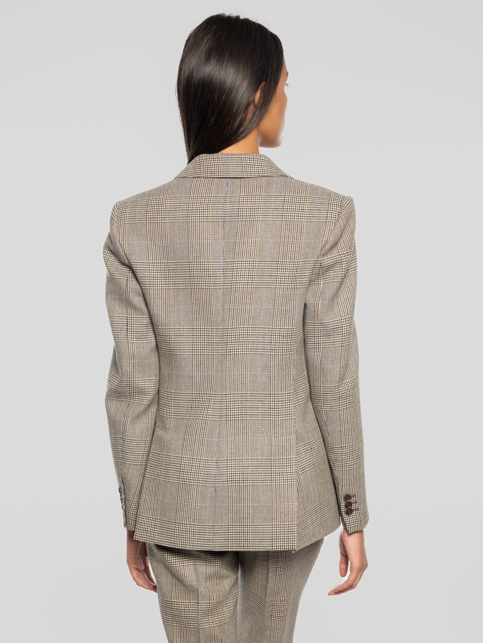 Brown Check Pattern Blazer