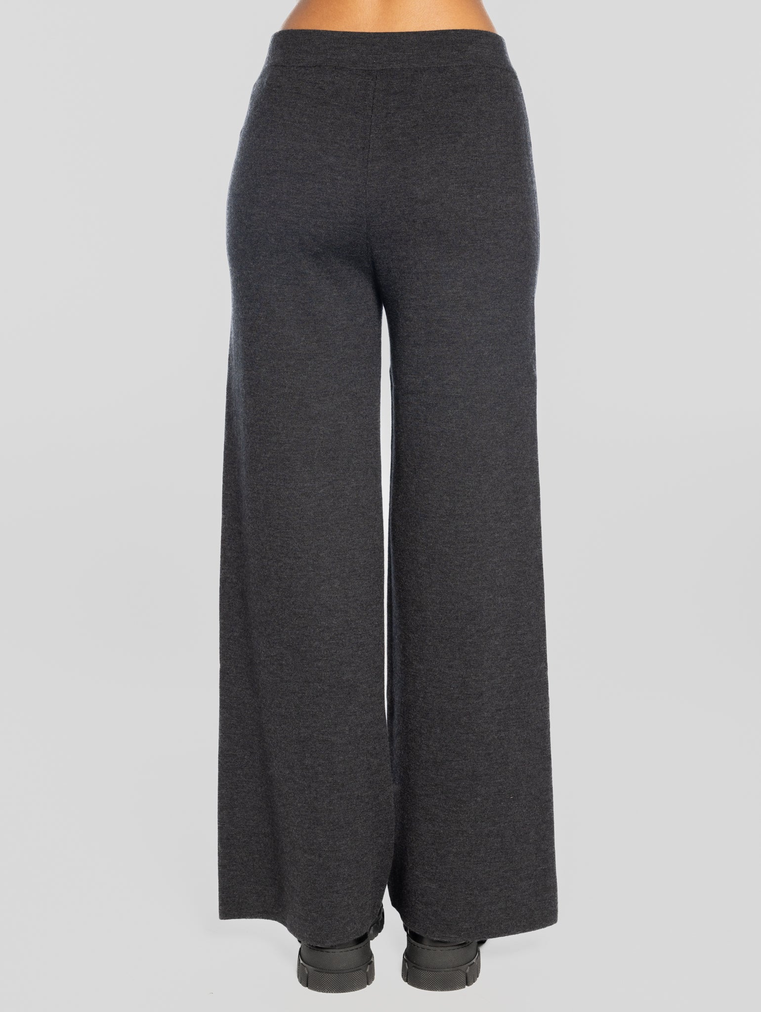 Gray Wool Wide Leg Trousers