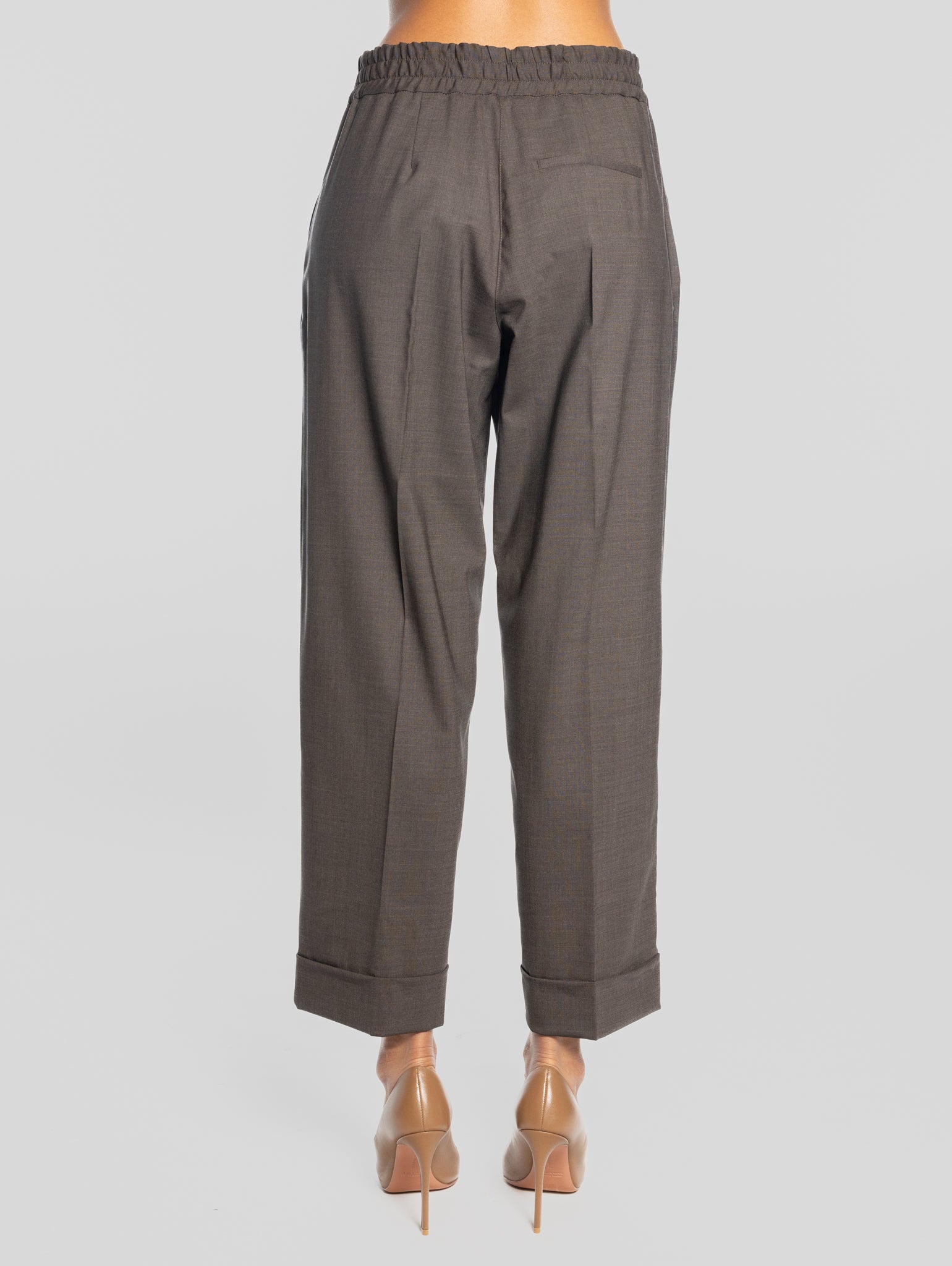 Pantaloni con Elastico in Vita Marrone