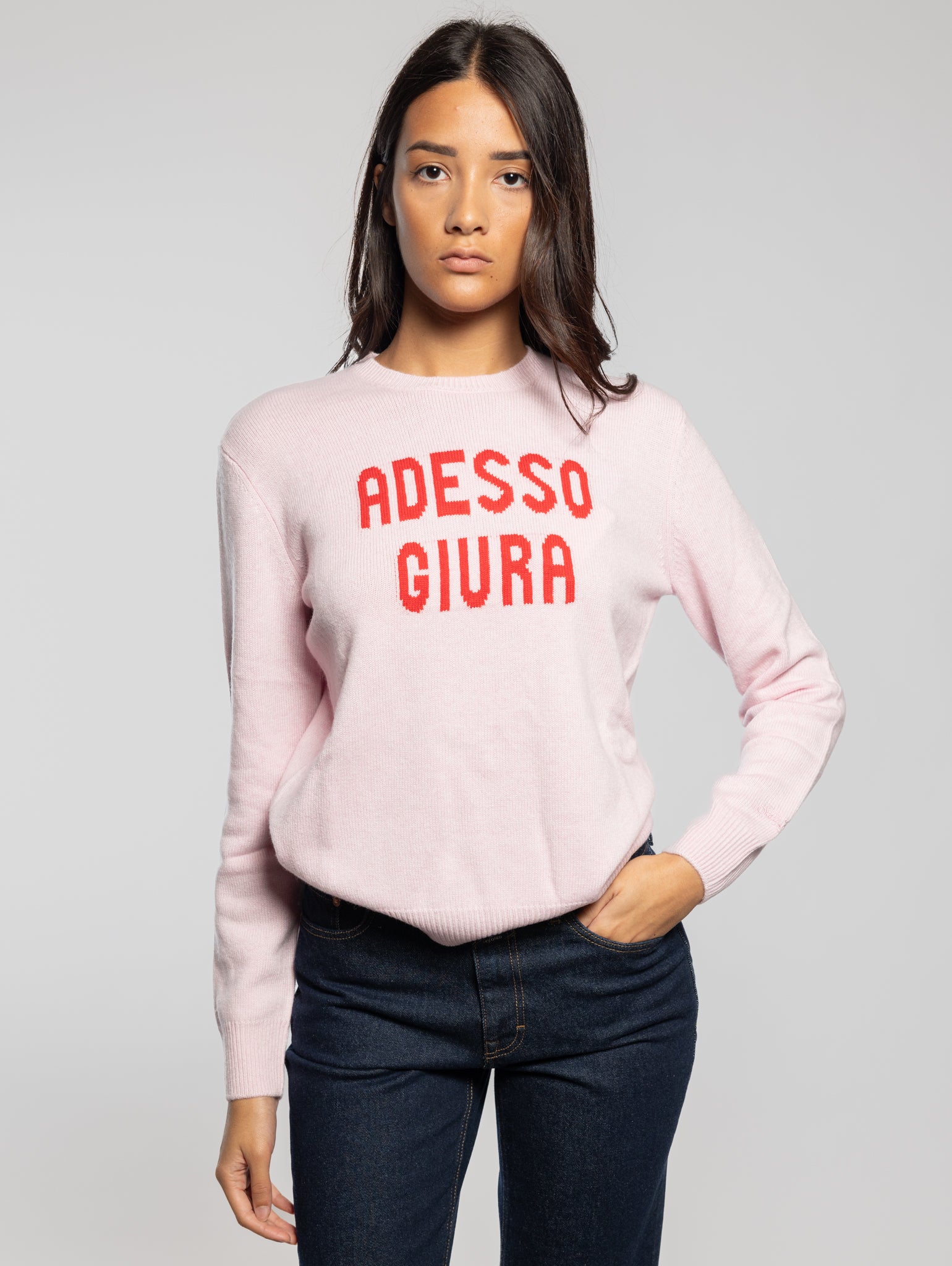 Maglione Girocollo Adesso Giura Rosa