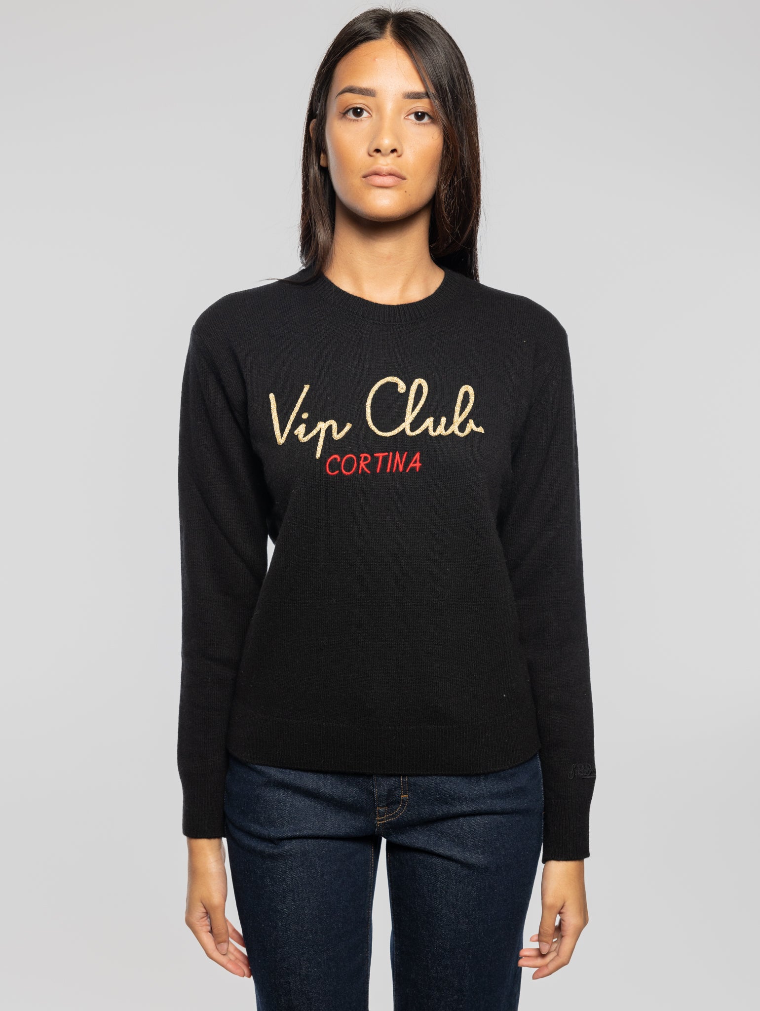 Maglione Girocollo Vip Club Cortina Nero