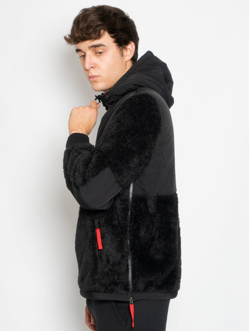 RALPH LAUREN - Felpa in Pile con Cappuccio e Mezza Zip Nero – TRYME Shop