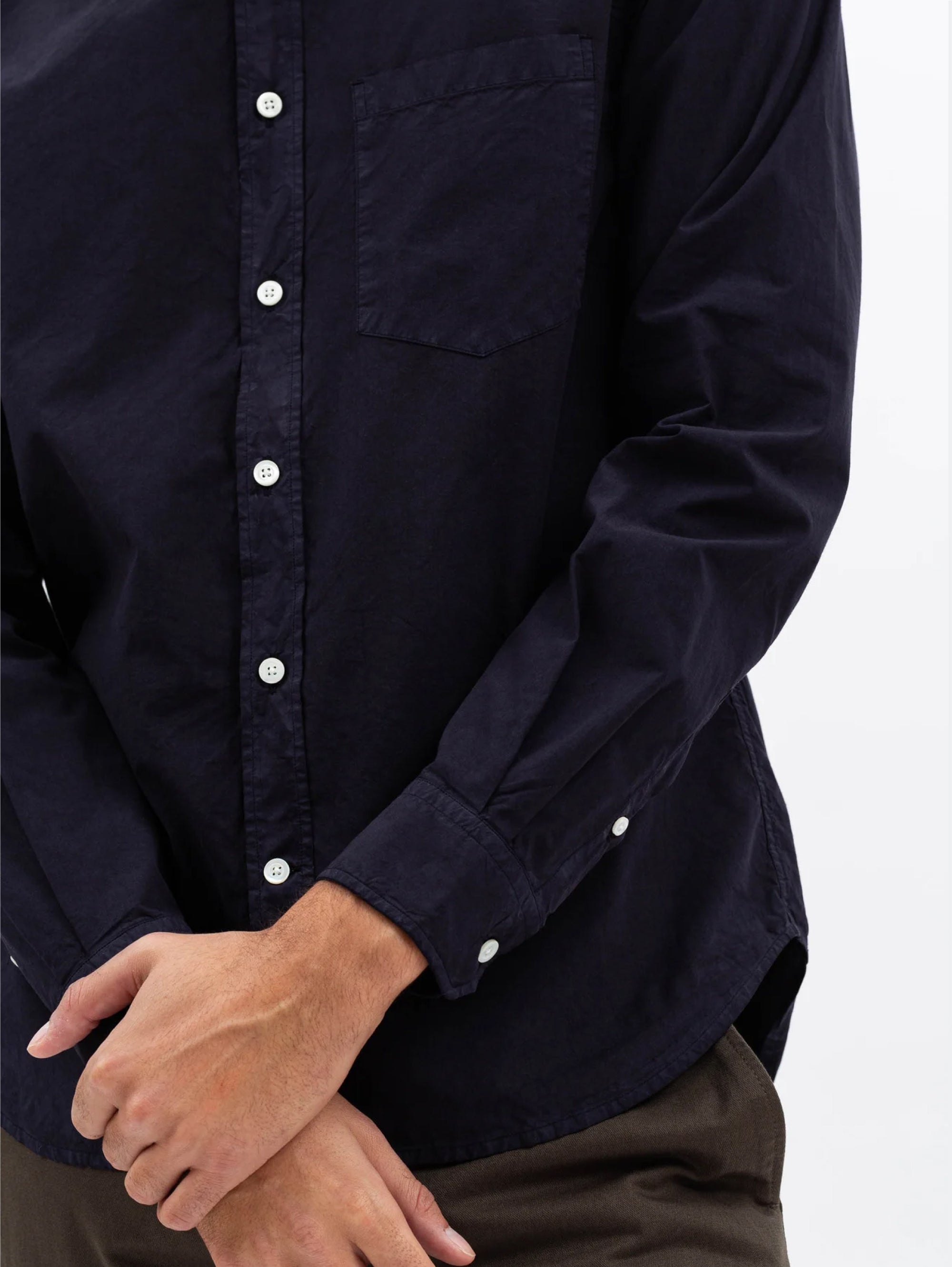 Blue Garment-Dyed Cotton Shirt