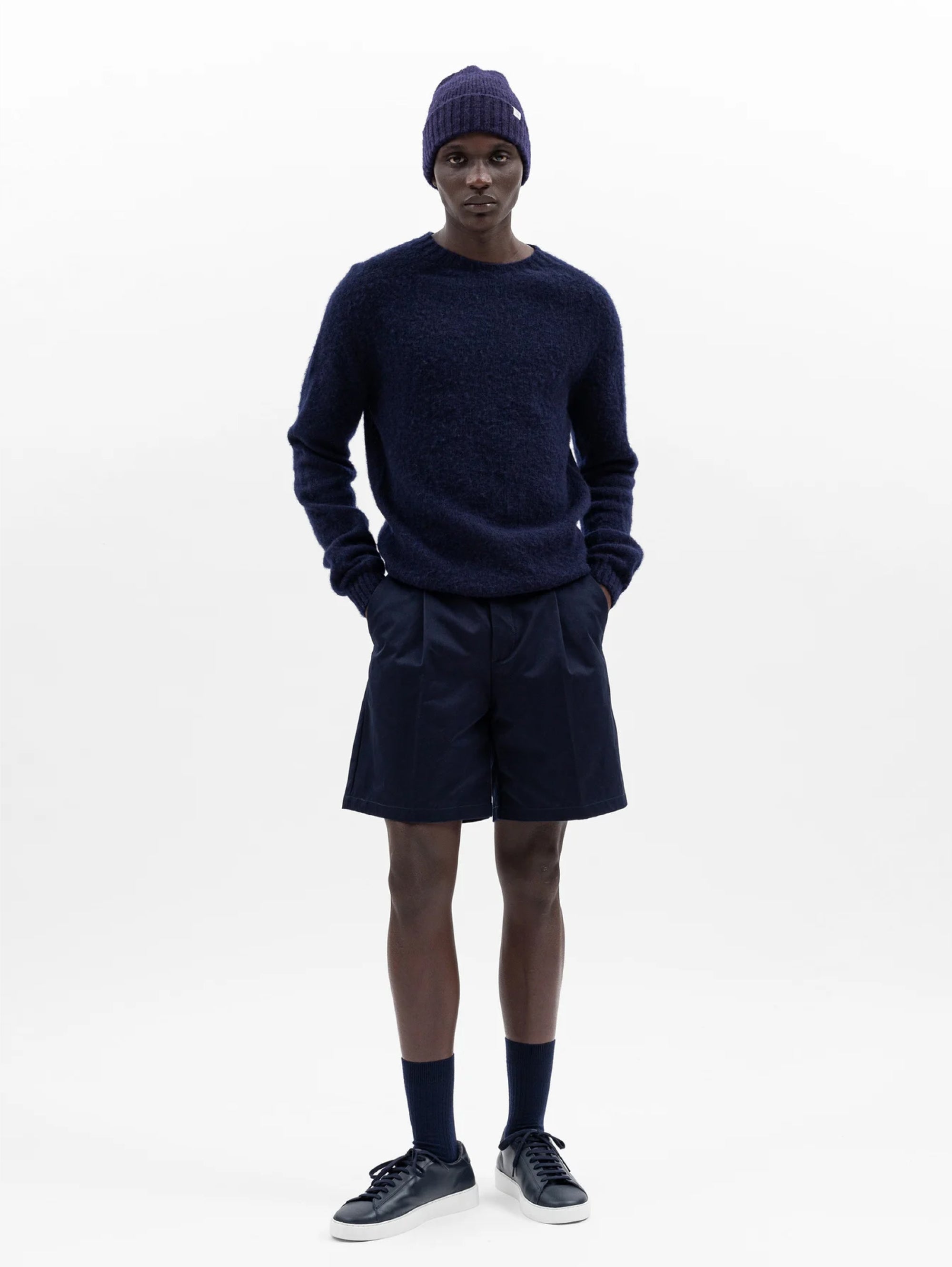 Blue Wool Crew Neck Sweater