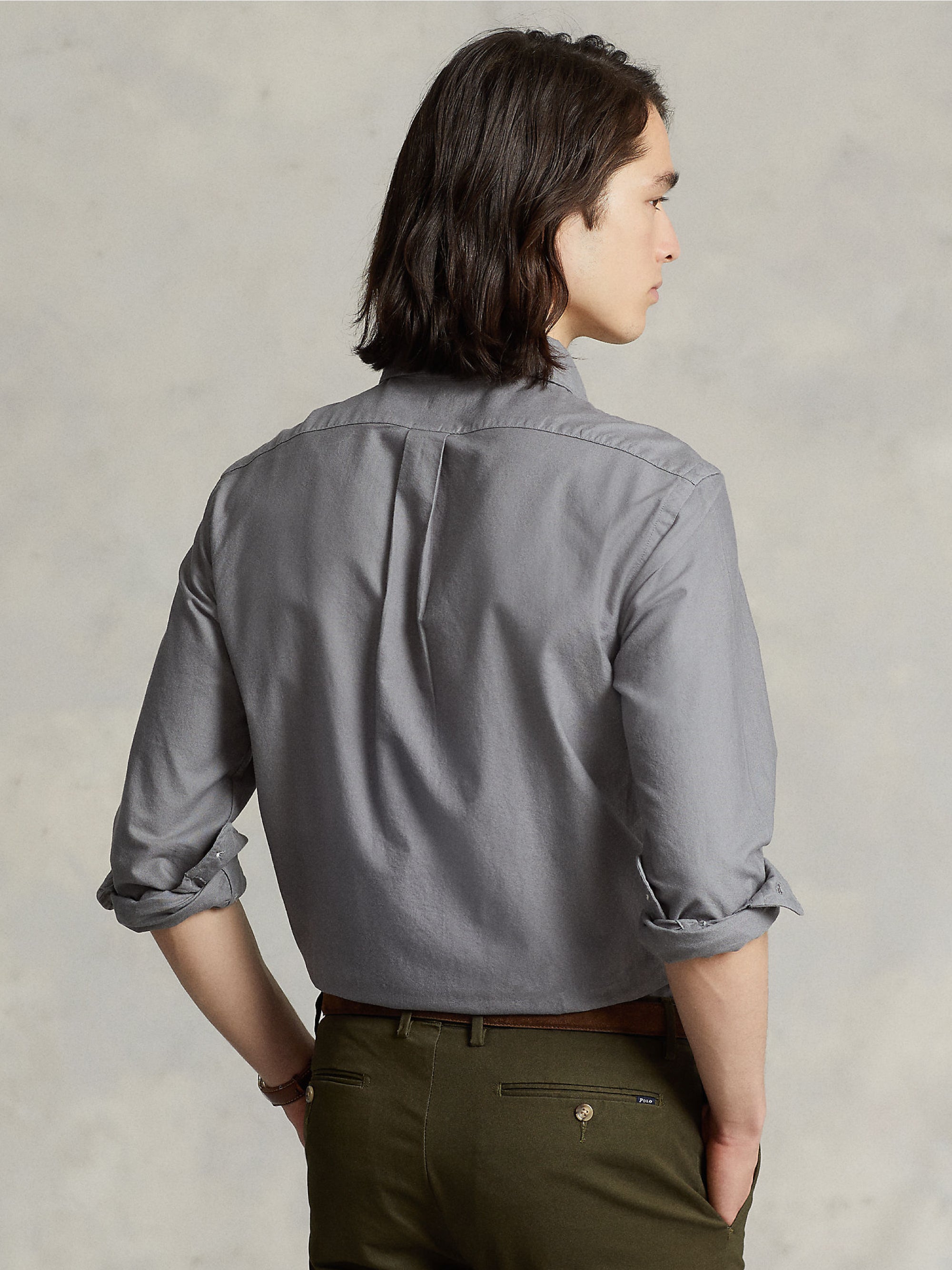 Gray Oxford Slim Filt Cotton Shirt