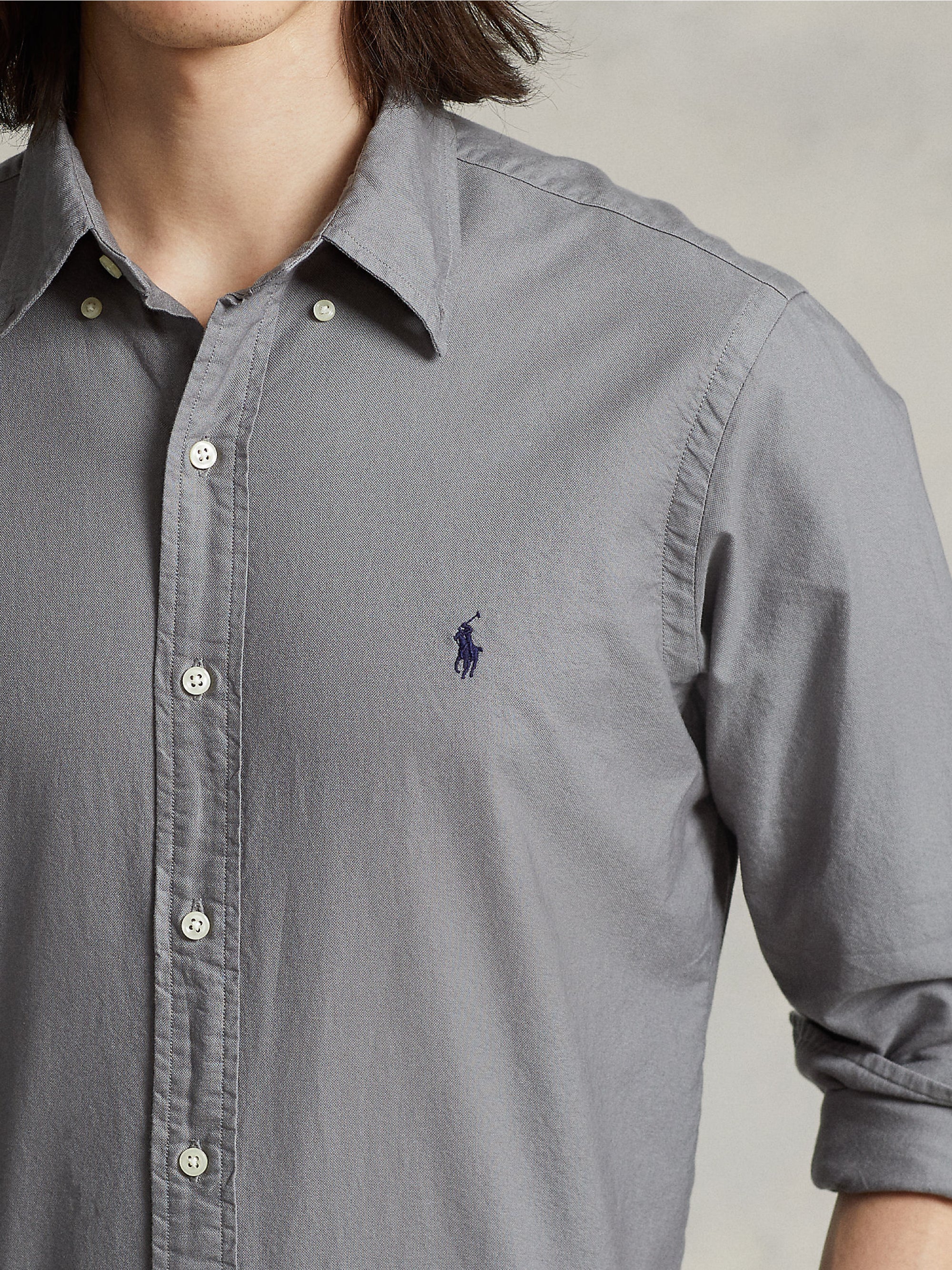 Gray Oxford Slim Filt Cotton Shirt