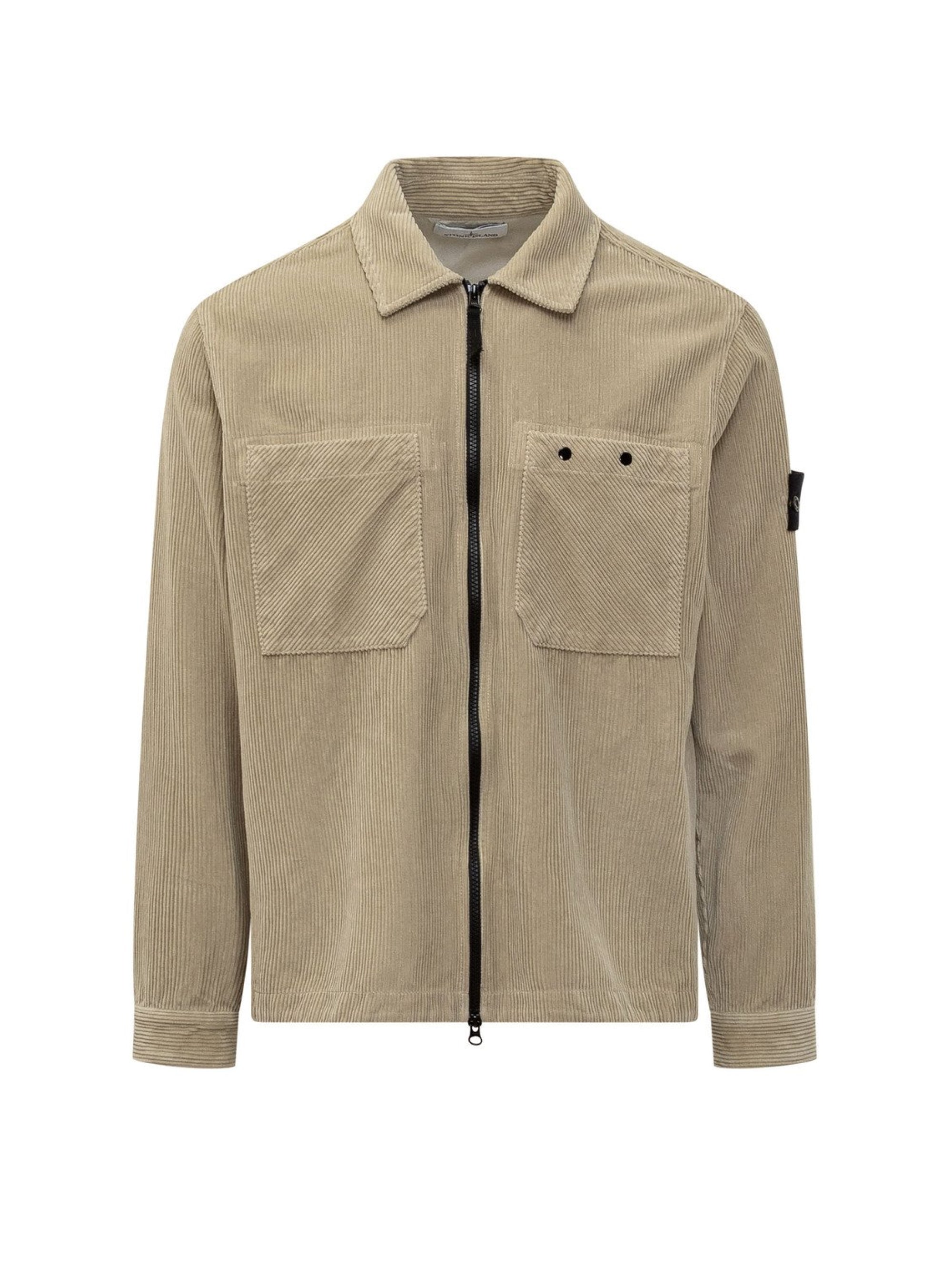 STONE ISLAND-Overshirt in Velluto a Coste Stucco-TRYME Shop