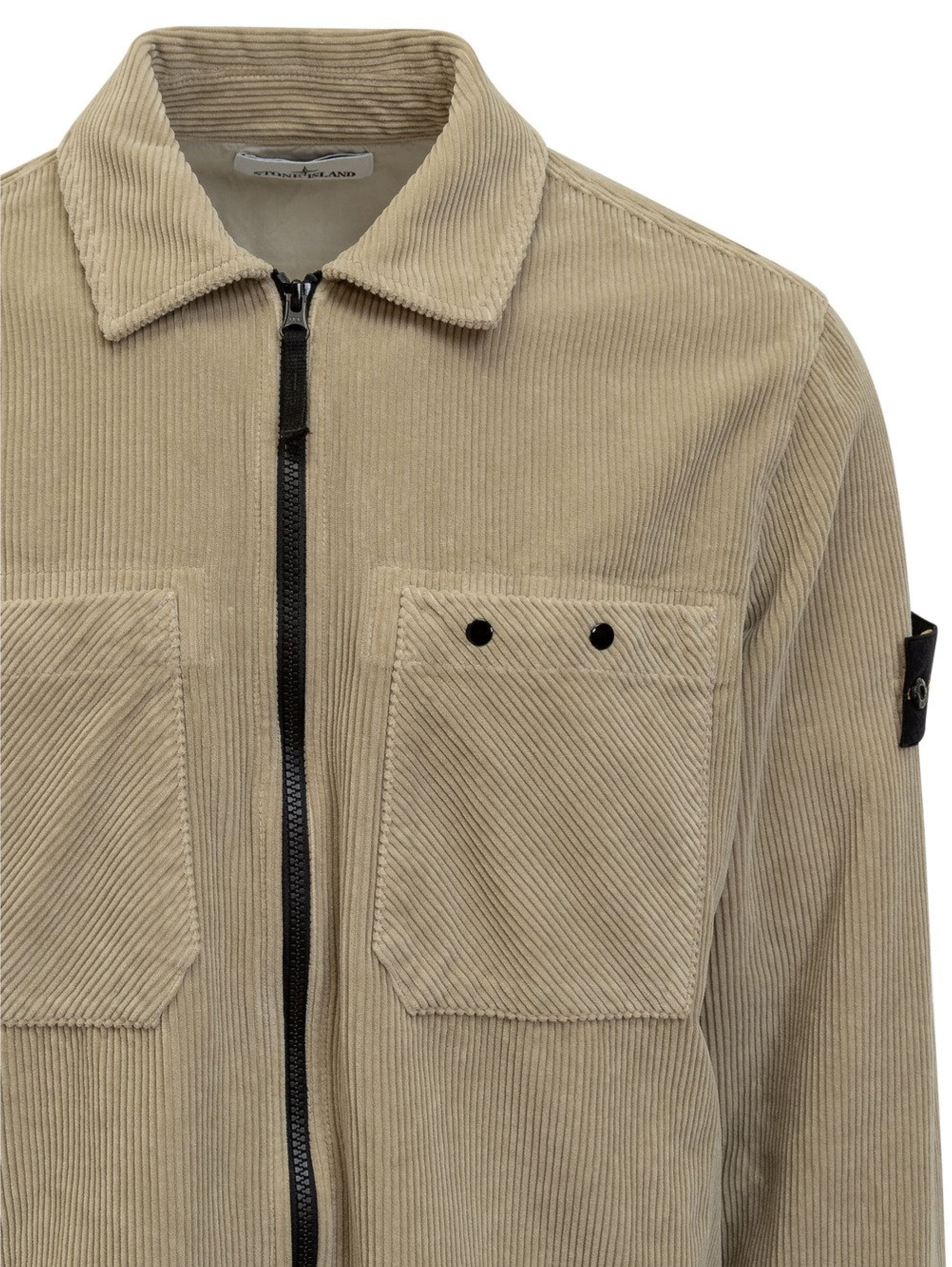 Overshirt in Velluto a Coste Stucco