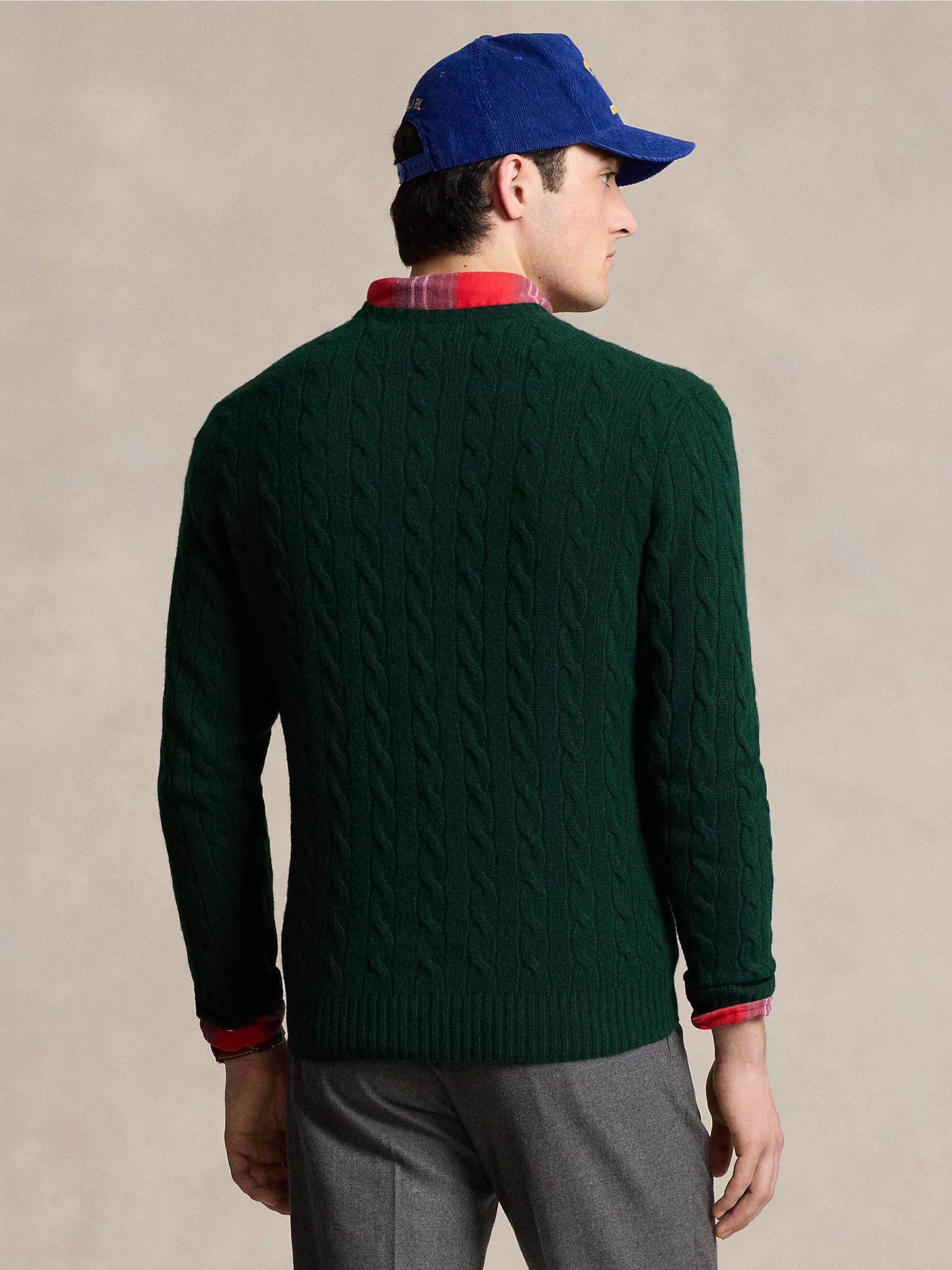 Maglia in Lana e Cashmere a Trecce Verde