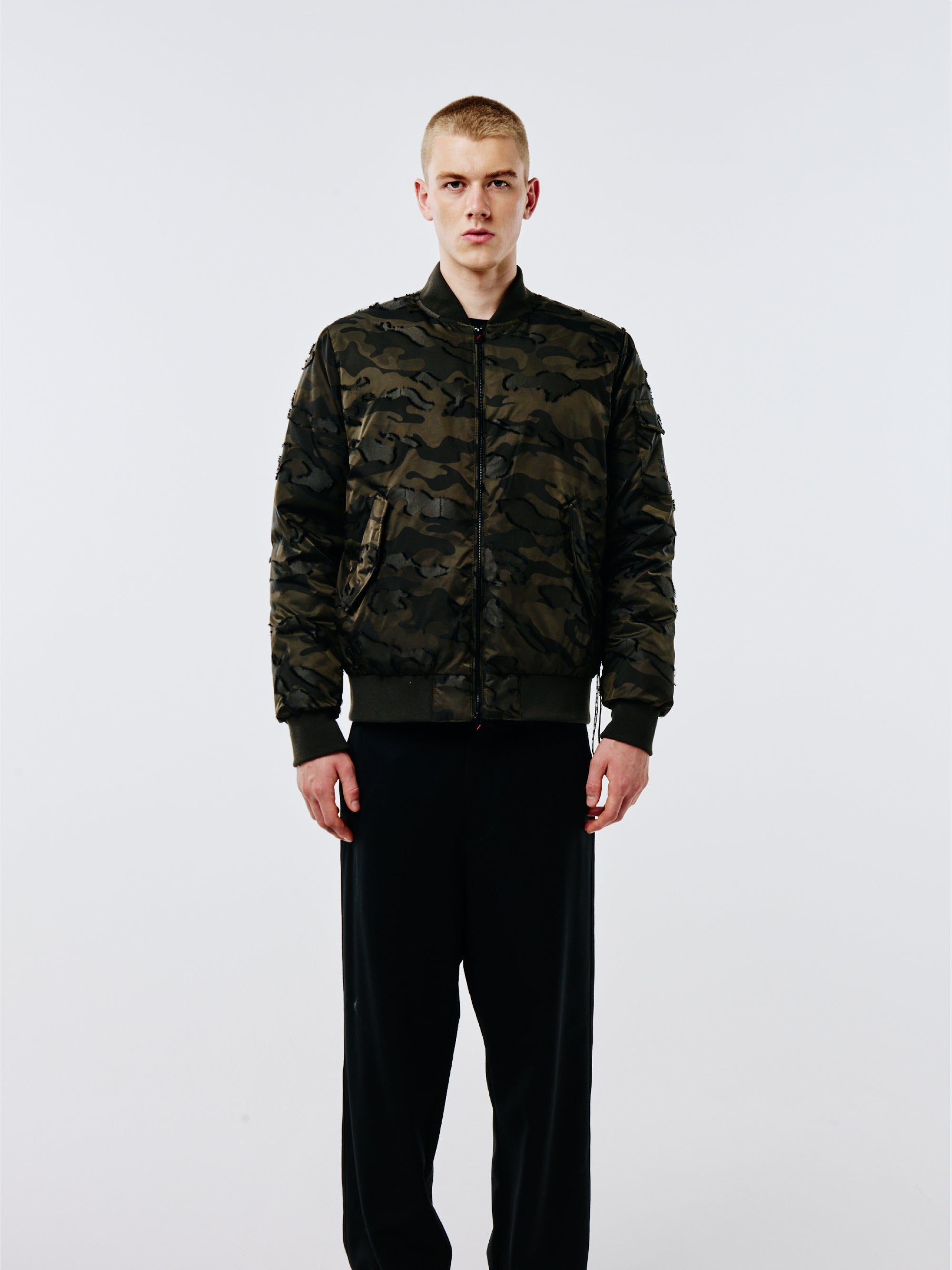 AFTER LABEL-Bomber Camouflage 3D in Nylon Verde-TRYME Shop