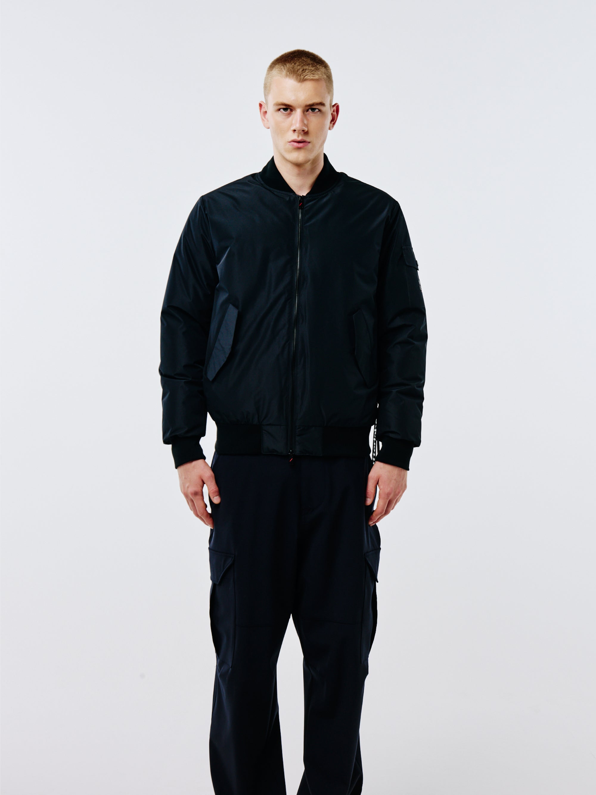 AFTER LABEL-Bomber in Nylon Opaco Nero-TRYME Shop