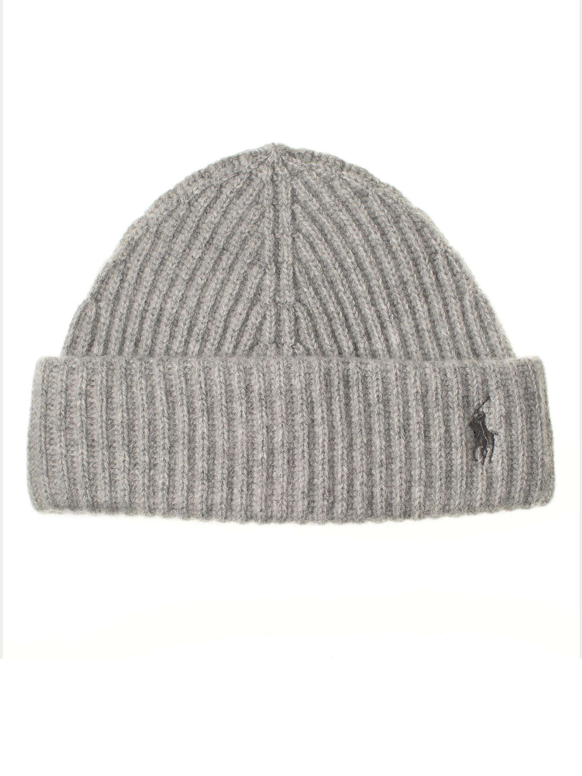 RALPH LAUREN-Cappello a Coste in Lana Grigio-TRYME Shop