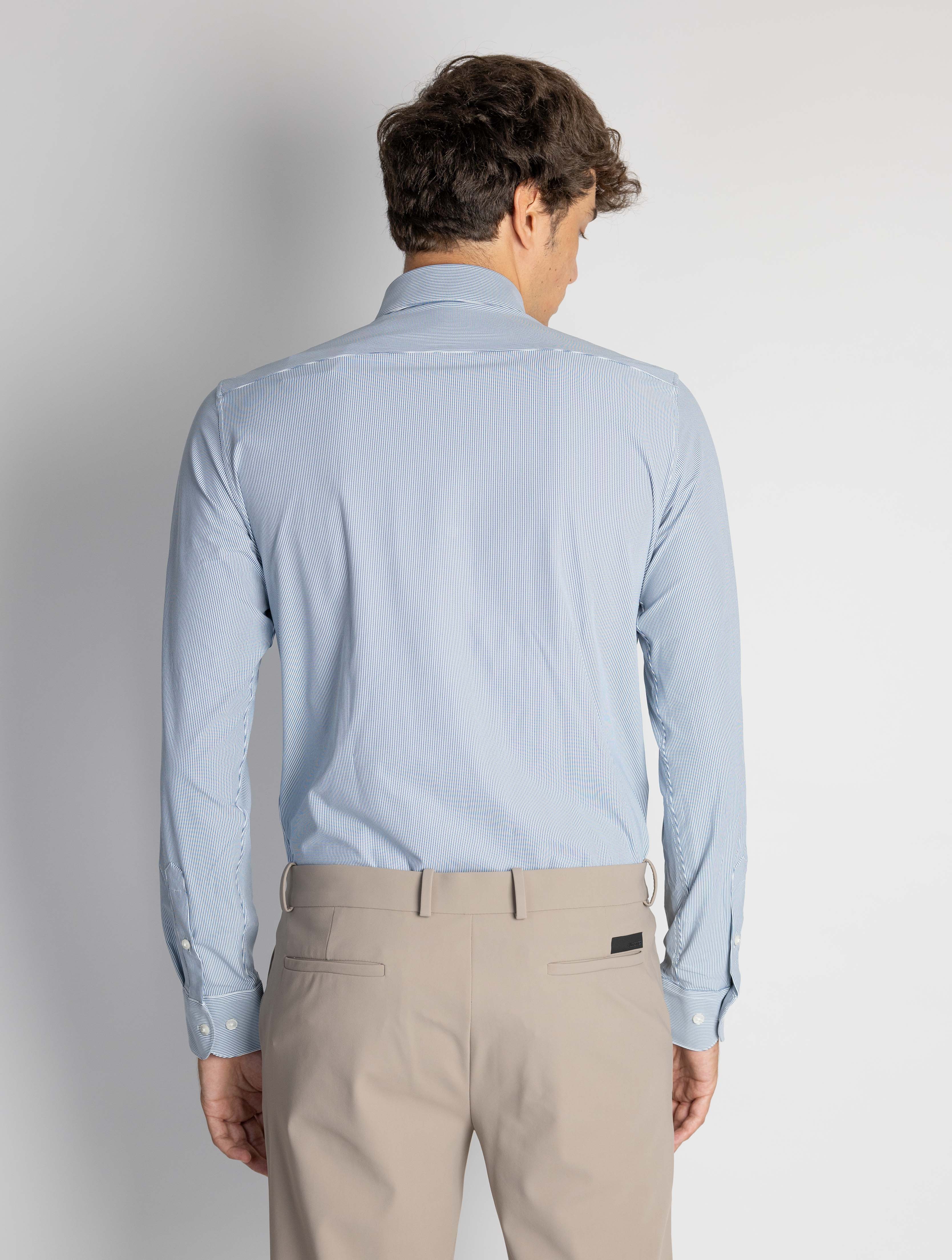 Camicia a Righe Slim Fit Blu/Bianco