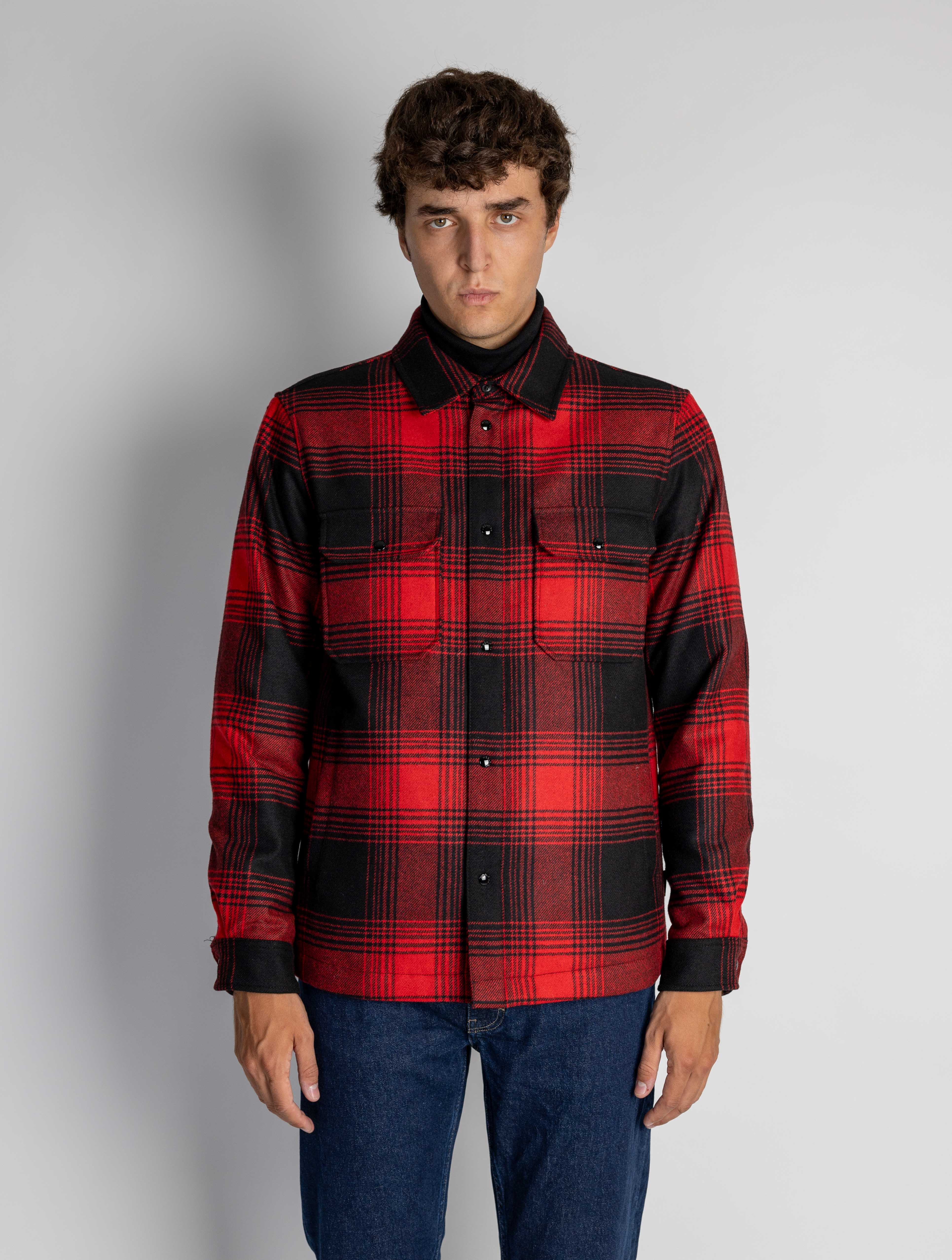 WOOLRICH-Overshirt Check Imbottita Rosso-TRYME Shop